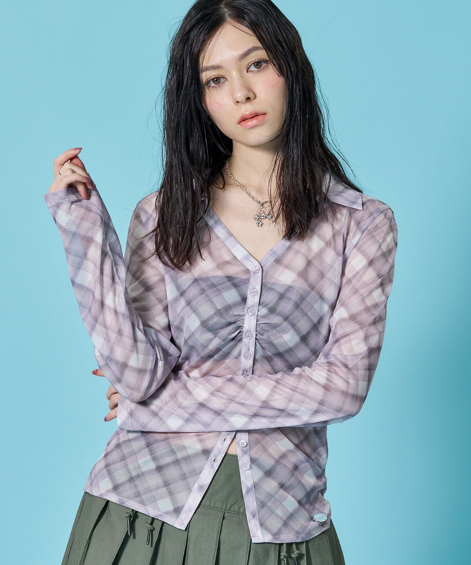 B ONE SOUL 【sqnz/エスキュンズ】※WEB限定 / シアー素材 / レディースギャザー長袖シャツ / sqnz sheer gather l/s ナバル トップス シャツ・ブラウス ピンク ブルー ブラウン グリーン【送料無料】