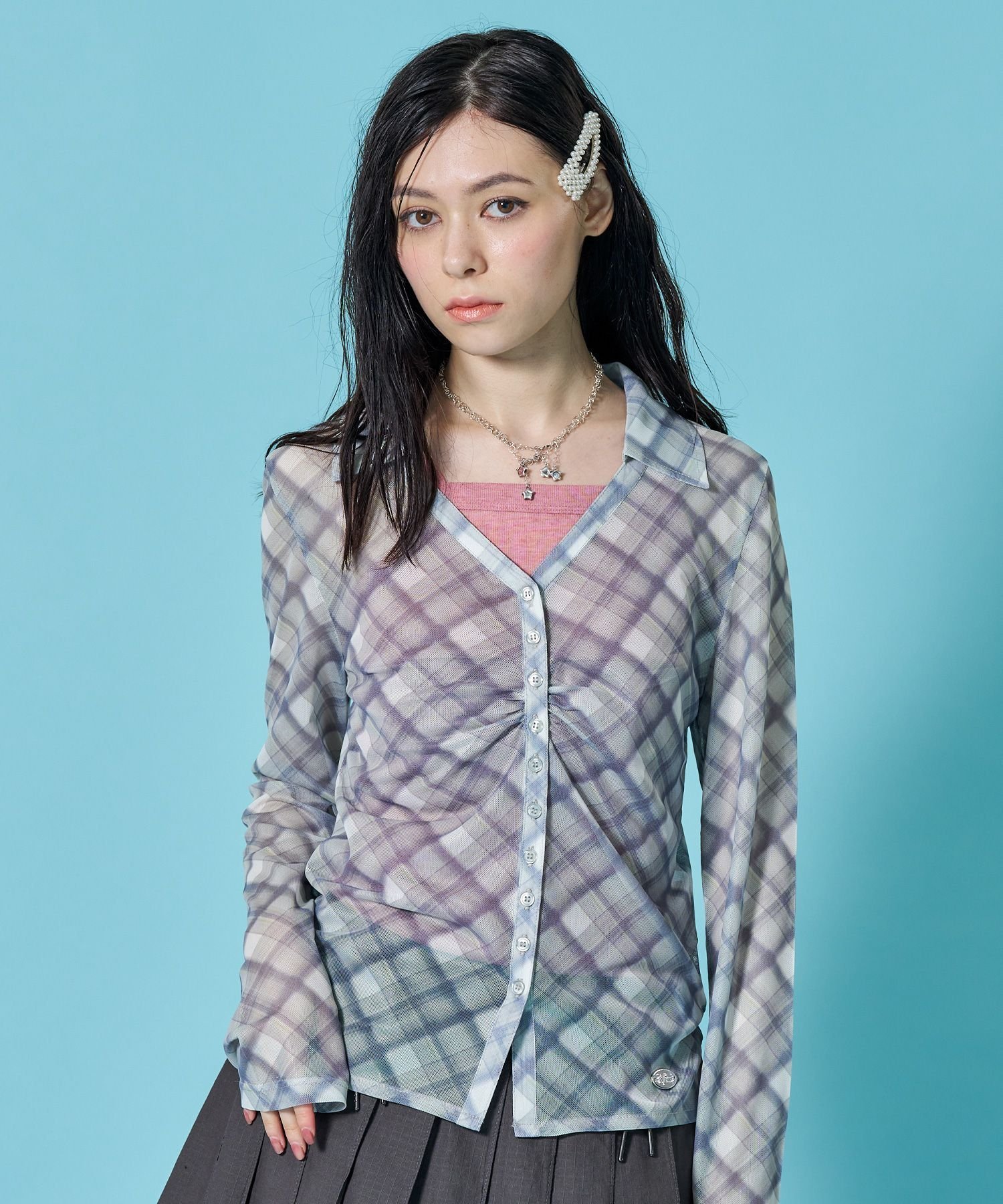 B ONE SOUL 【sqnz/エスキュンズ】※WEB限定 / シアー素材 / レディースギャザー長袖シャツ / sqnz sheer gather l/s ナバル トップス シャツ・ブラウス ピンク ブルー ブラウン グリーン【送料無料】