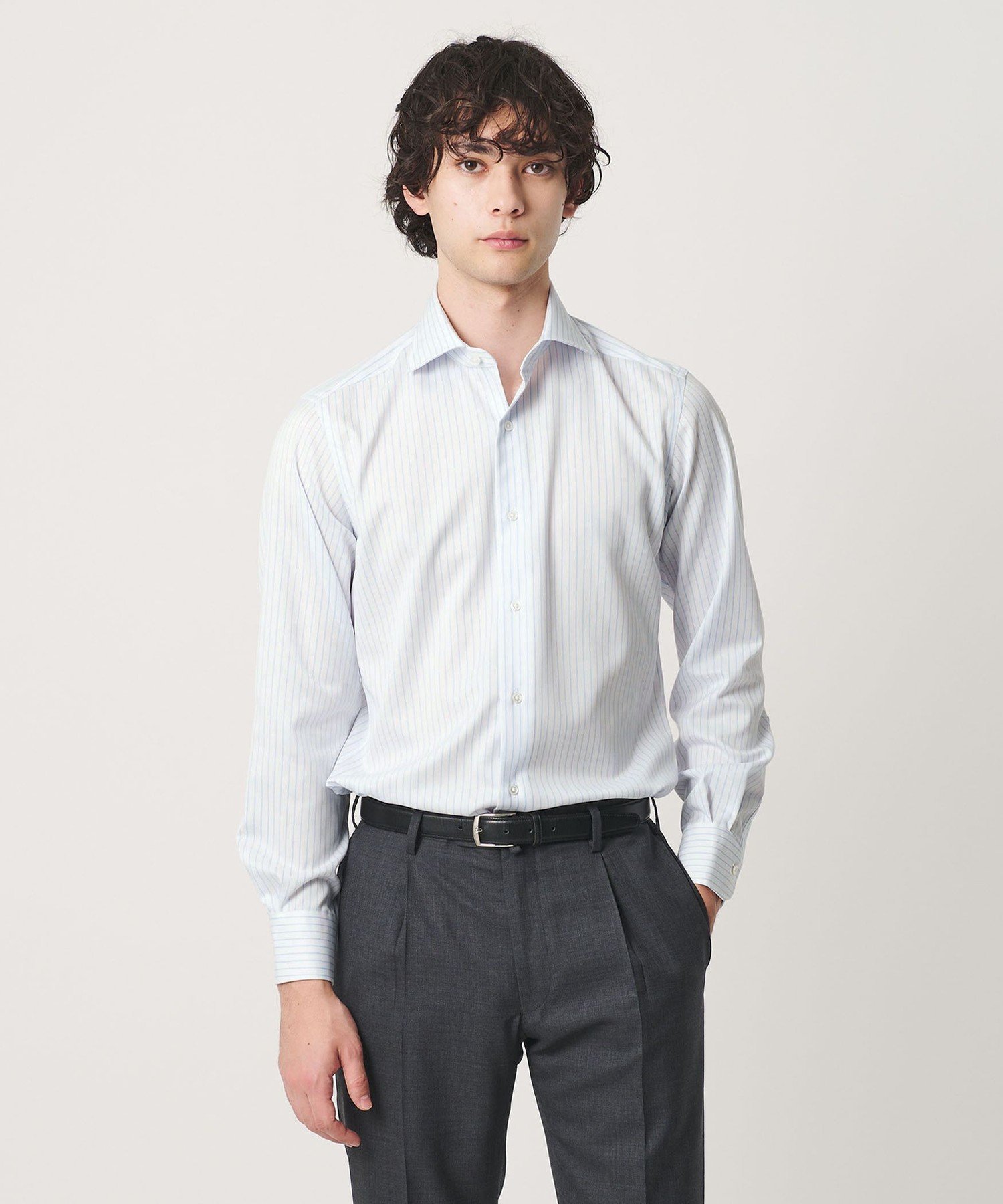 UNITED ARROWS イージーケア AG パナマ ストライプ ワイドスプレッドカラー シャツ 抗菌防臭 通気性 ユナイテッドアローズ トップス シャツ・ブラウス ブルー【送料無料】