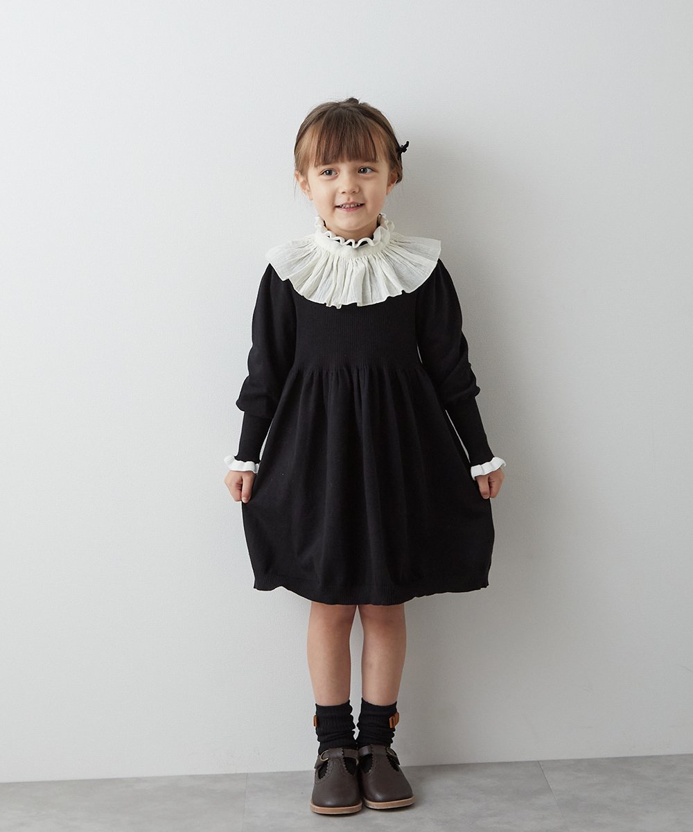 riziere バイカラーフリルニットワンピース リジェール ワンピース・ドレス ワンピース ブラックのサムネイル