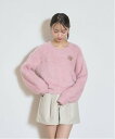 【SALE/50%OFF】Lovetoxic ブローチつきシャギーニット ナルミヤオンライン トップス ニット ピンク ブルー ホワイト