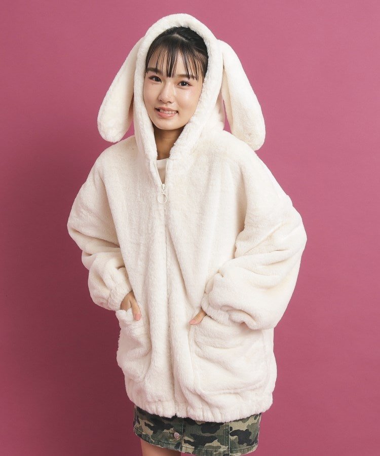 PINK-latte もふもふ エコファーブルゾン ピンク ラテ ジャケット・アウター ブルゾン・ジャンパー ホワイト ブラック ベージュ【送料無料】のサムネイル