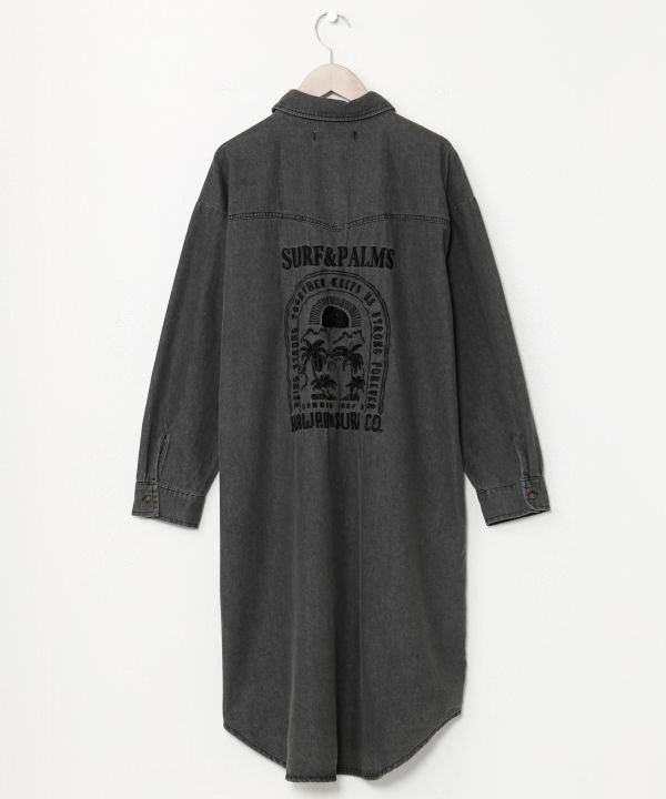 【SALE／50%OFF】Kahiko 【カヒコ】イタロデニムシャツワンピース【SURF&Palms】 アミナコレクション ワンピース・ドレス シャツワンピース ブラック ブルー ネイビー【送料無料】