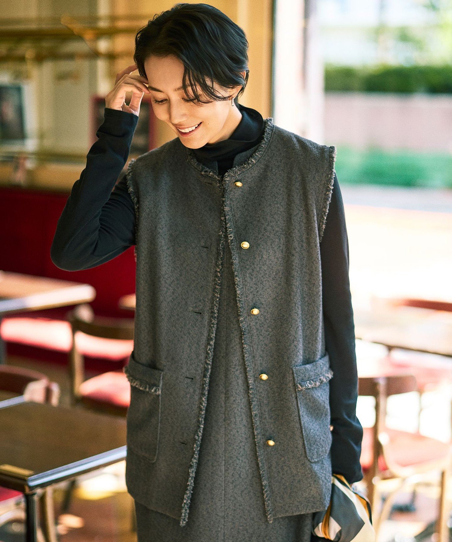 自由区 【カタログ掲載】ブライトリングツイード ジレ ジユウク トップ...(4)