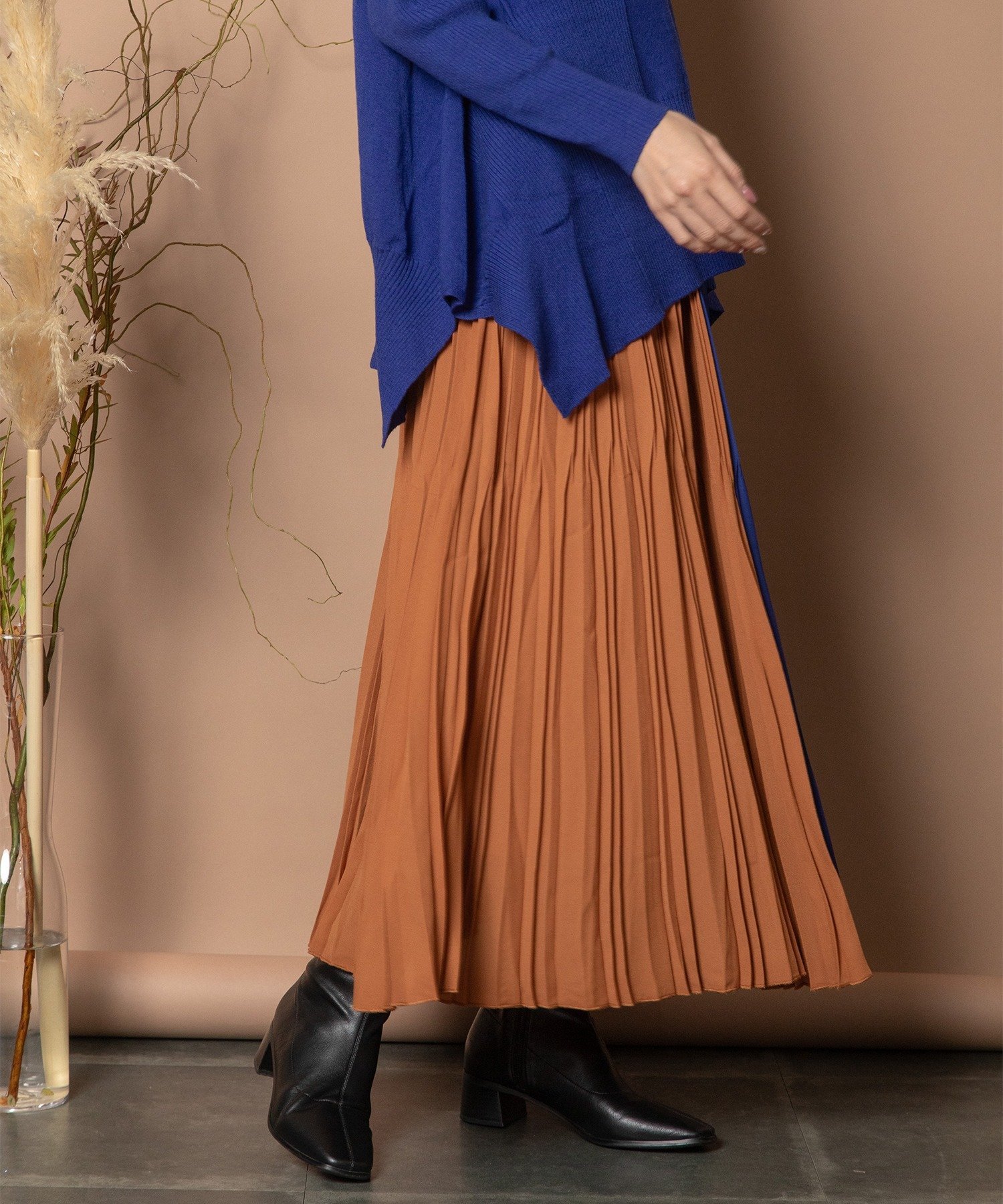 【SALE／10%OFF】Bou Jeloud バイカラープリーツスカート バブ / ブージュルード スカート ロング・マキシスカート オレンジ グリーン【送料無料】