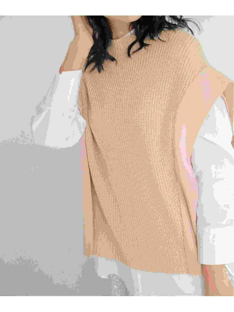 ikka ハイネックニットベスト イッカ トップス ベスト・ジレ ホワイト ブラックのサムネイル