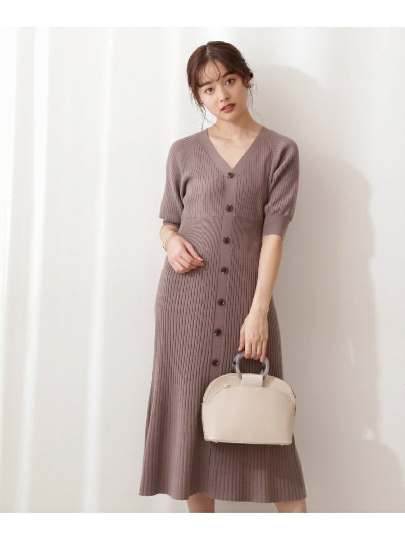 【SALE／50%OFF】PROPORTION BODY DRESSING ｜美人百花 5月号掲載｜フロント釦2Wayニットワンピース プロポーションボディドレッシング ワンピース・ドレス その他のワンピース・ドレス ブラウン グレー ブルー【送料無料】のサムネイル
