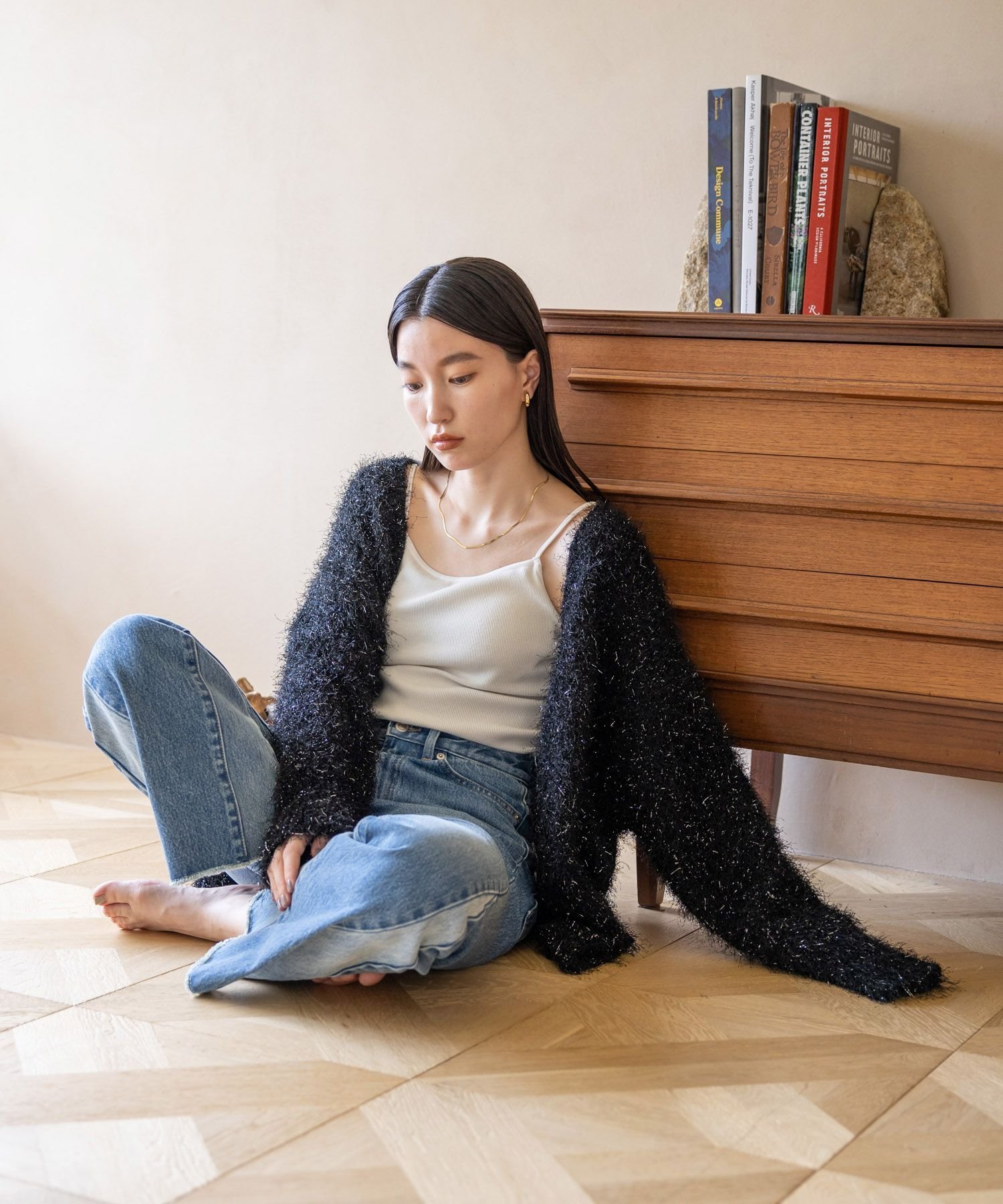 LOWRYS FARM ラメシャギーカーデロングスリーブ ローリーズファーム トップス カーディガン ブラック ブルー グレー ホワイト【送料無料】のサムネイル