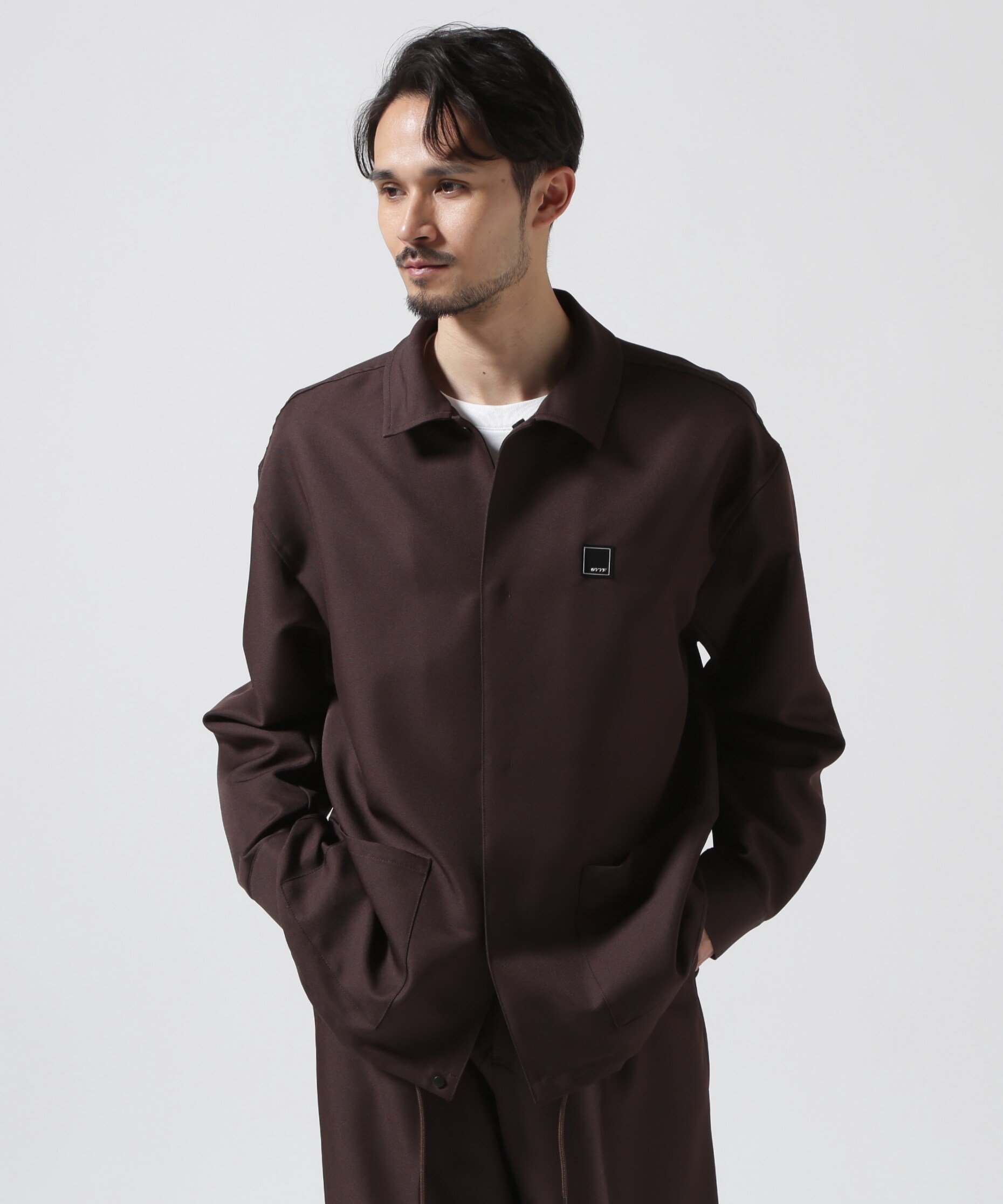 B 039 2nd ON THE TURF(オン ザ ターフ)coach shirt jacket ビーセカンド トップス シャツ ブラウス ブラウン ブラック グレー【送料無料】