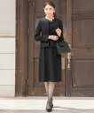 Flolia ノーカラージャケット&ミディアム丈Aラインワンピースのセットアップスーツ ガール スーツ・フォーマル セットアップスーツ ブラック【送料無料】