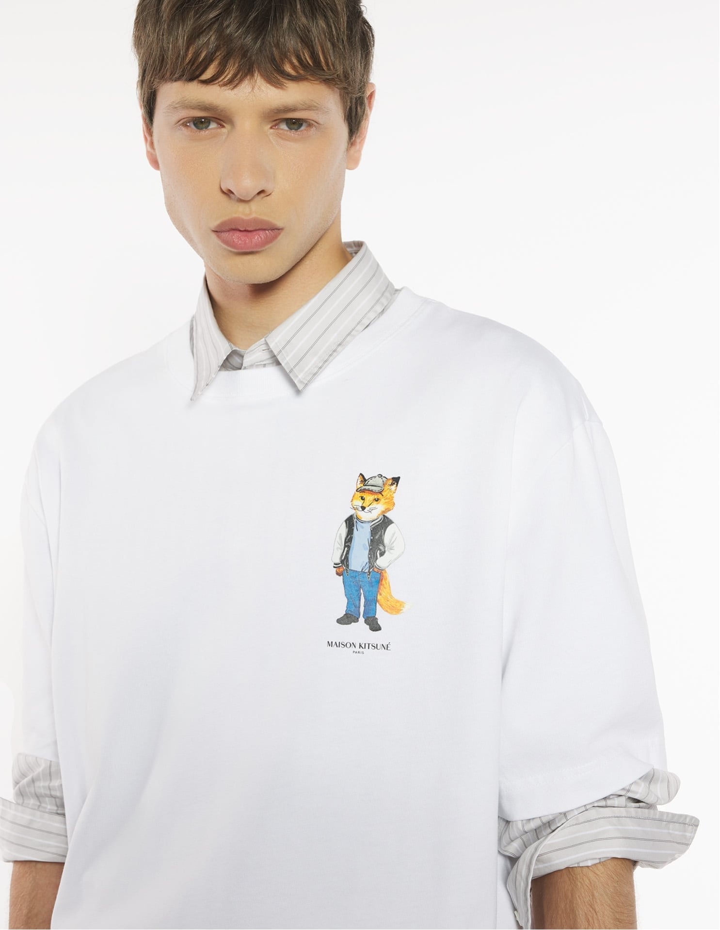 【SALE／40%OFF】Maison Kitsune Maison Kitsune/(M)DRESSED FOX OVERSIZE TEE-SHIRT メゾン キツネ トップス カットソー・Tシャツ ベージュ ホワイト ネイビー【送料無料】