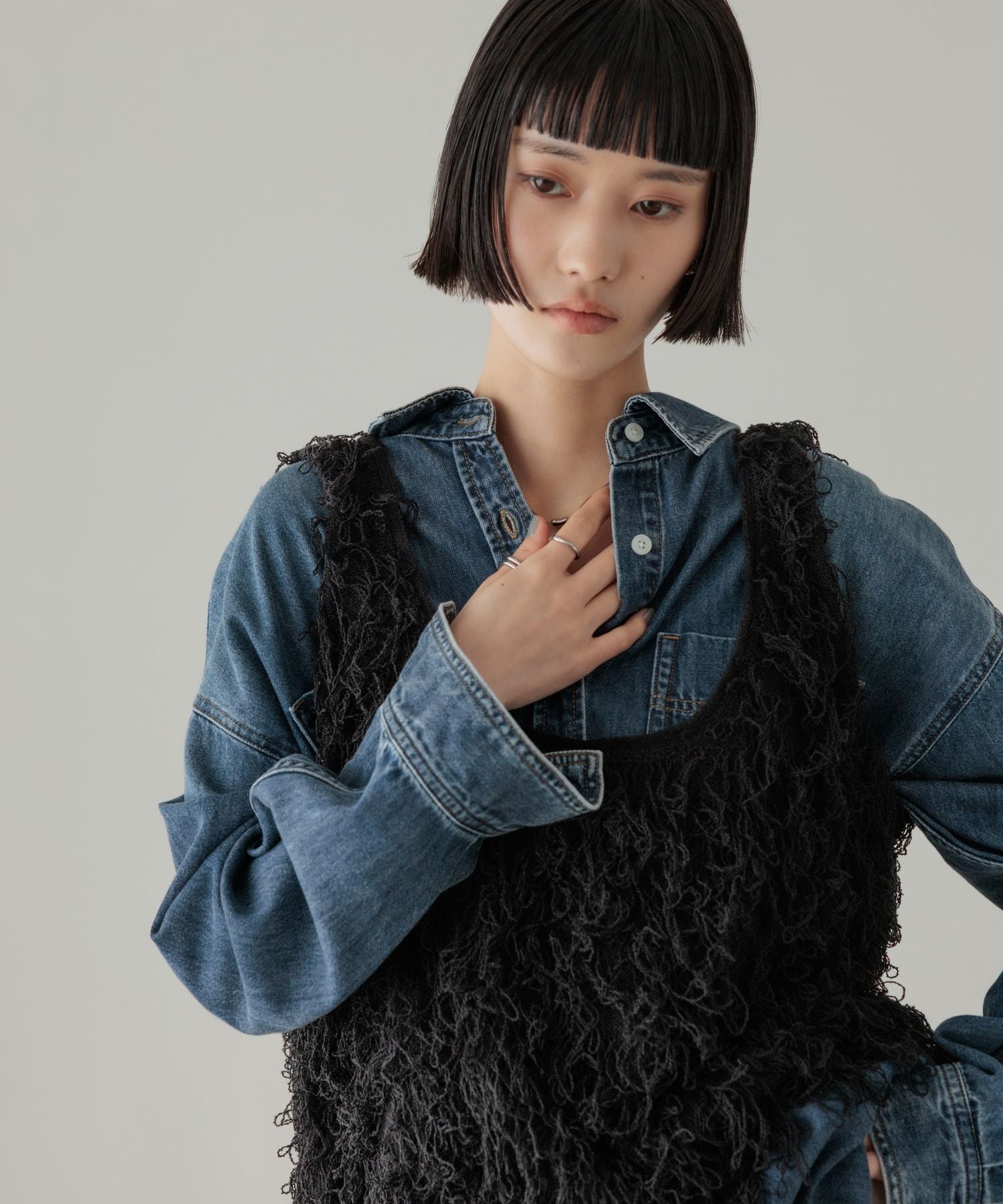 【SALE／50%OFF】LOWRYS FARM 2WAYフリンジベスト ローリーズファーム トップス ベ...