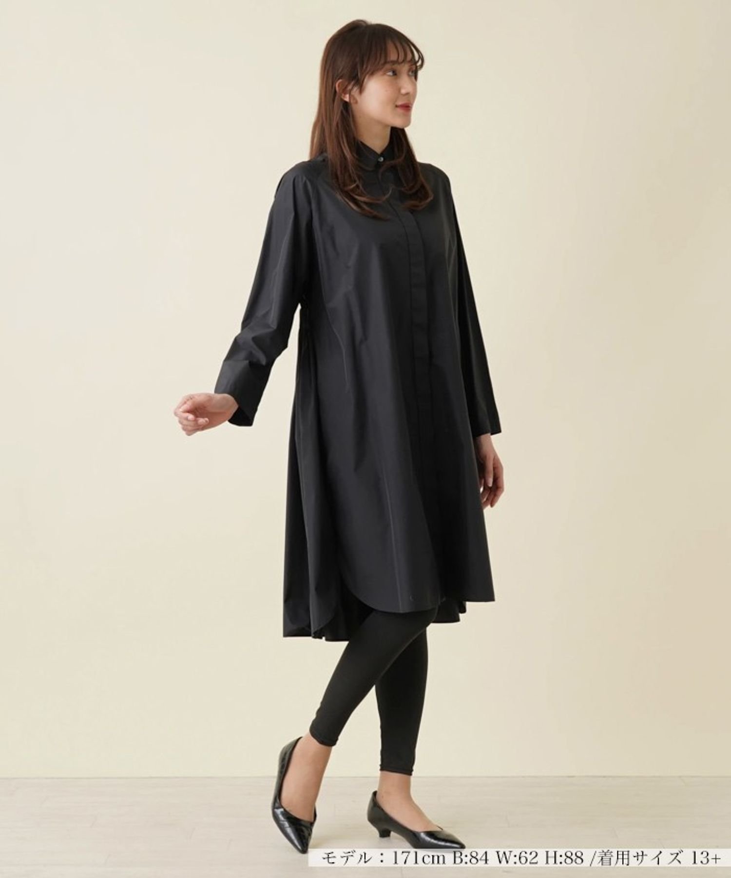 Leilian PLUS HOUSE ステンカラーコート【プラス企画】 レリアン プラスハウス ジャケット・アウター ステンカラーコート ブラック