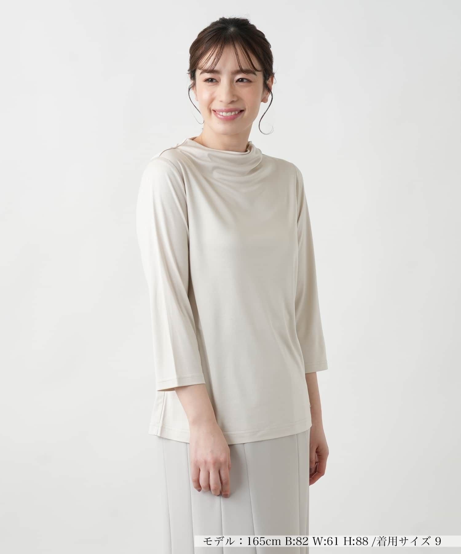 Leilian ドレープネックカットソー レリアン トップス カットソー・Tシャツ ベージュ パープル ネイビー