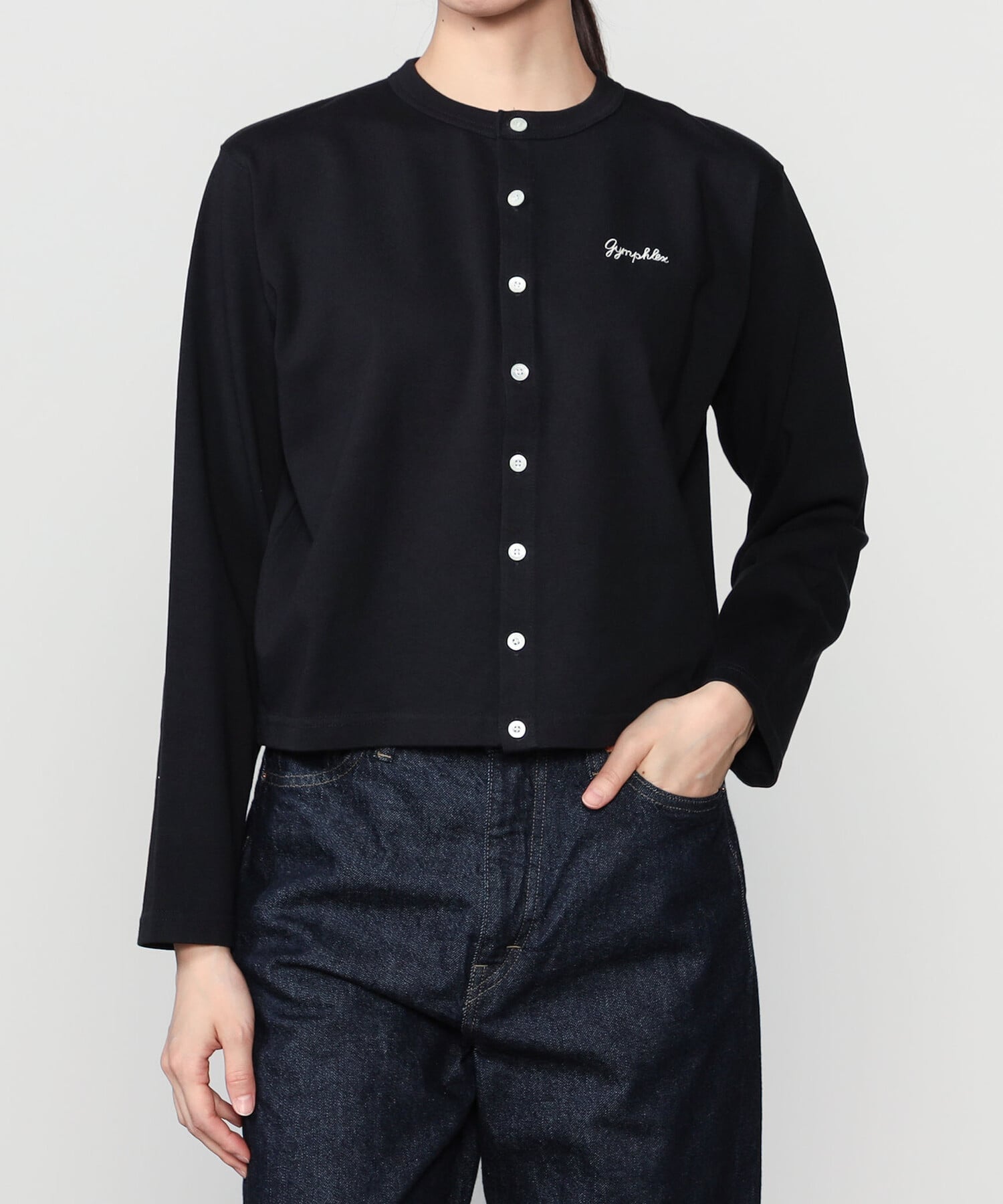 Bshop Gymphlex ｜ コットン天竺 クルーネックカーディガン WOMEN ビショップ トップス その他のトップス レッド ブラック