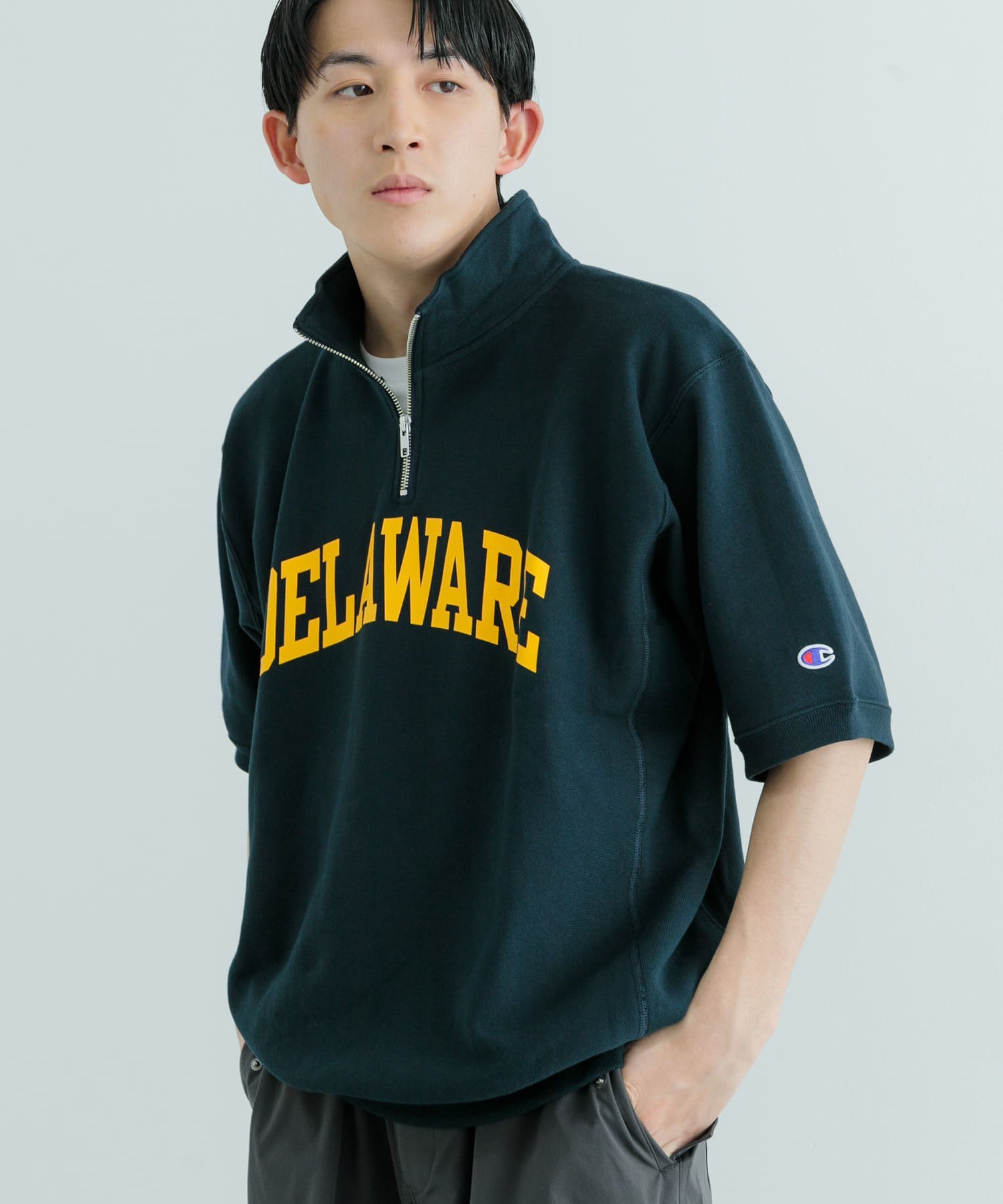 URBAN RESEARCH ITEMS Champion RW Half Zip SS Sweat Z007 アーバンリサーチアイテムズ トップス スウェット・トレーナー ネイビー ホワイト グレー ブラック【送料無料】