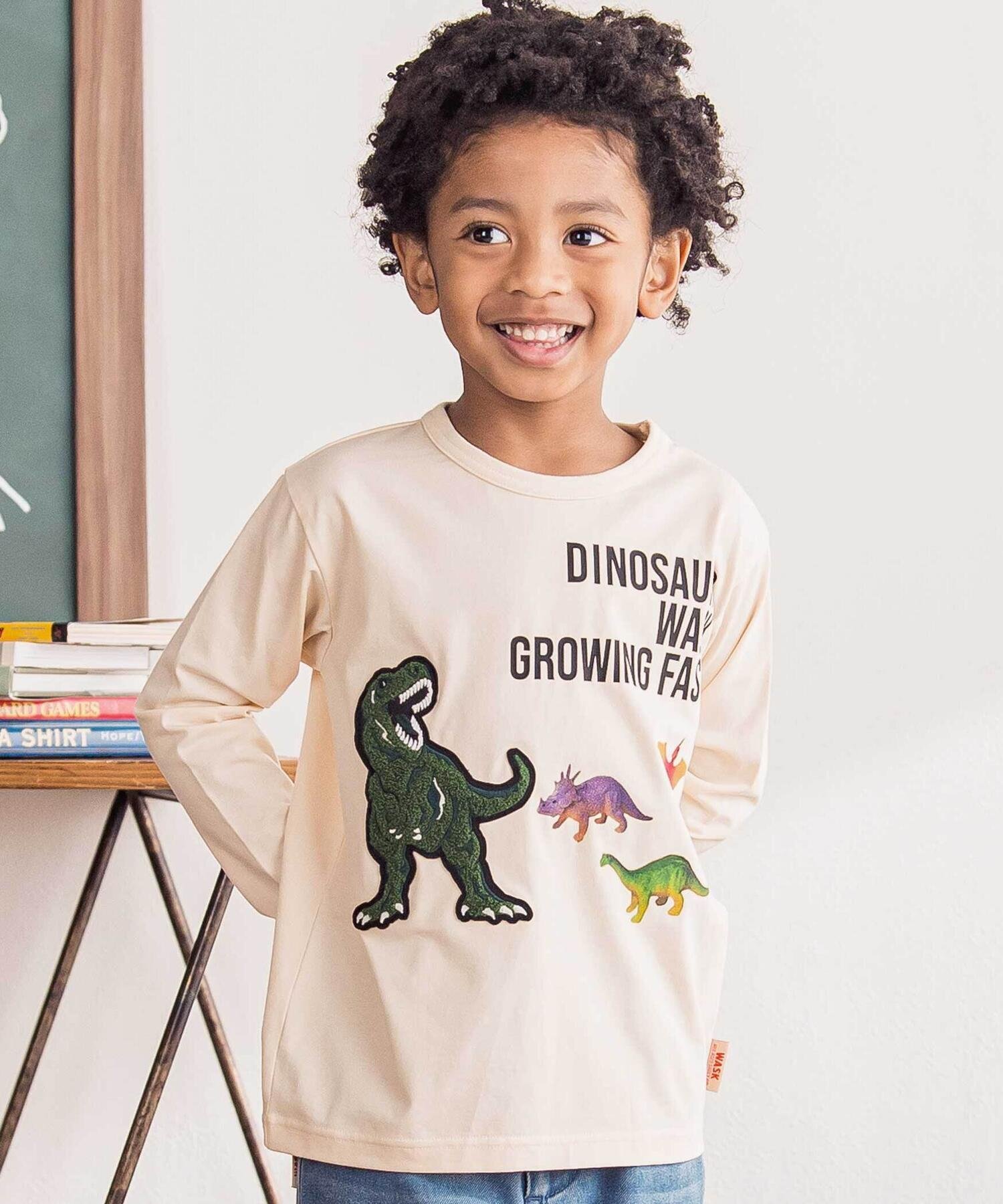 【SALE／50%OFF】WASK ベア天竺 恐竜サガラワッペンプリントTシャツ(100~160cm) ベベ オンライン スト..