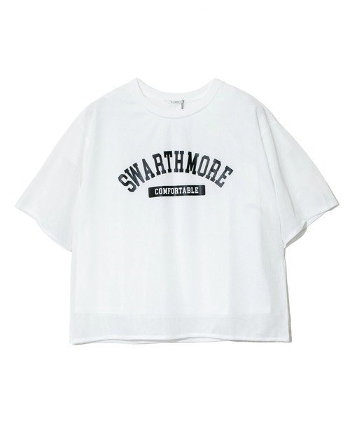 【SALE／50%OFF】GSC WOMENS SELECT le colis/ルコリ メッシュロゴレイヤード5分袖TEE (WOMENS) ゴースローキャラバン トップス カットソー・Tシャツ ホワイト