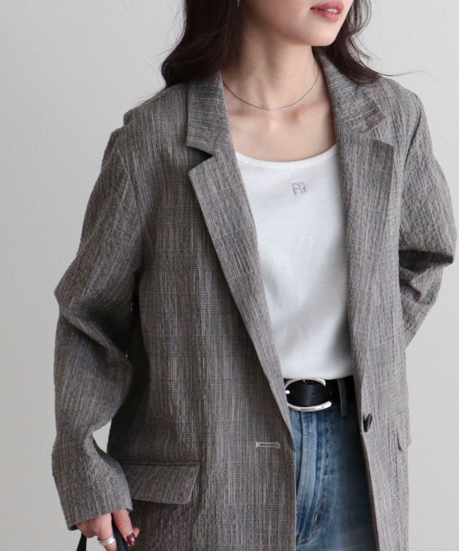 FR刺繍タンクトップ フレディ アンド グロスター トップス ノースリーブ・タンクトップ ブラック ホワイト グレー