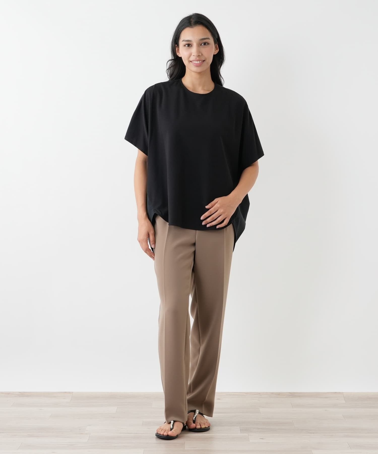 Leilian PLUS HOUSE バルーンカットソー【プラス企画】 レリアン プラスハウス トップス カットソー・Tシャツ ブラック ネイビー
