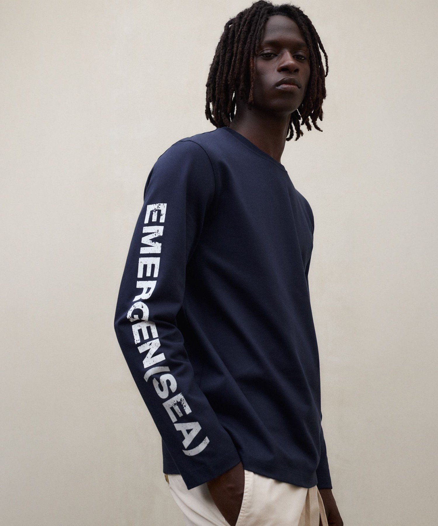 GEN ロング Tシャツ/GEN T-SHIRT MAN エコアルフ トップス カットソー・Tシャツ グレー ネイビー