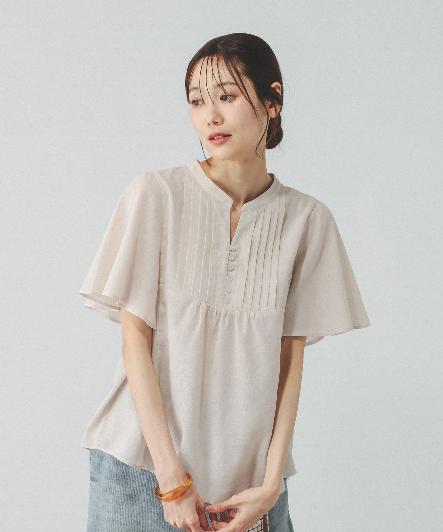 【SALE／40%OFF】GLOBAL WORK イージーケアリネンタックブラウス/611205 グローバルワーク トップス シャツ・ブラウス オレンジ ブラック グレー ブルー stylife-15629994 Rakuten Fashion サンプル画像3