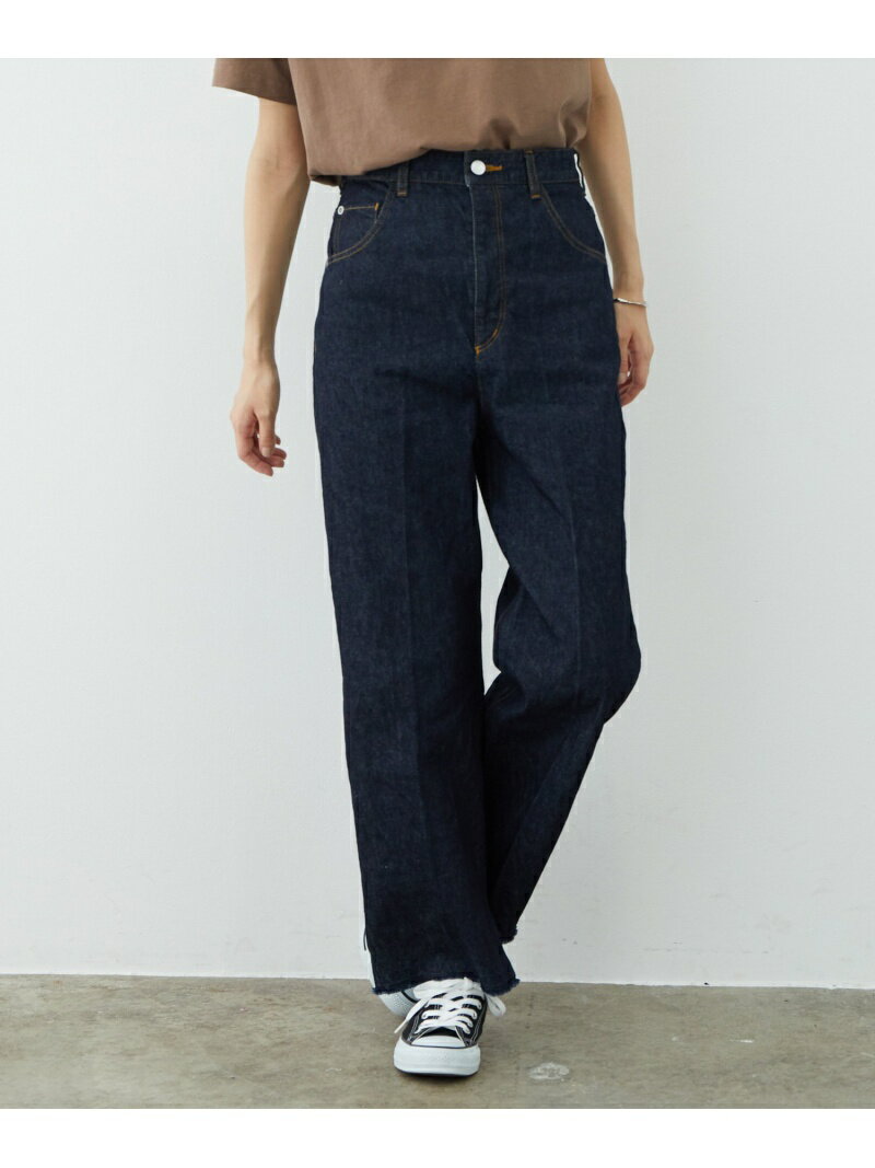 【SALE／50%OFF】SALON adam et rope' セミフレアデニムパンツ サロン アダム エ ロペ パンツ ジーンズ・デニムパンツ ネイビー ブルー ホワイト【送料無料】