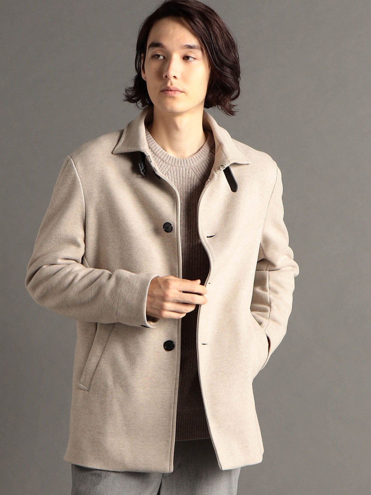 【SALE/50%OFF】MONSIEUR NICOLE ツイーディボンディング バルカラーコート ニコル ジャケット・アウター ステンカラーコート ベージュ ...