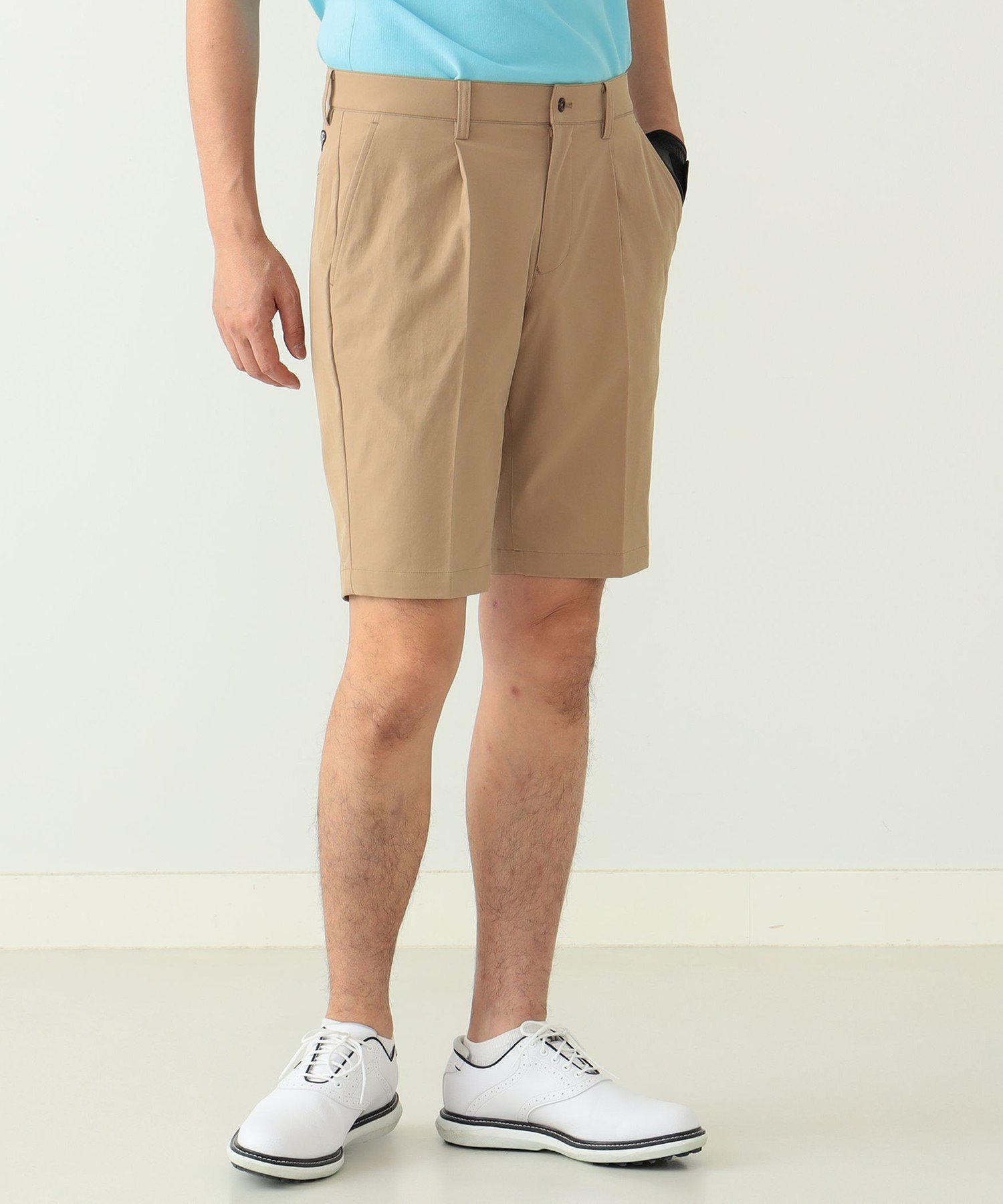 BEAMS GOLF PURPLE LABEL BEAMS GOLF PURPLE LABEL / 撥水 プリーツ ショートパンツ ビームス ゴルフ パンツ その他のパンツ ベージュ ネイビー【送料無料】