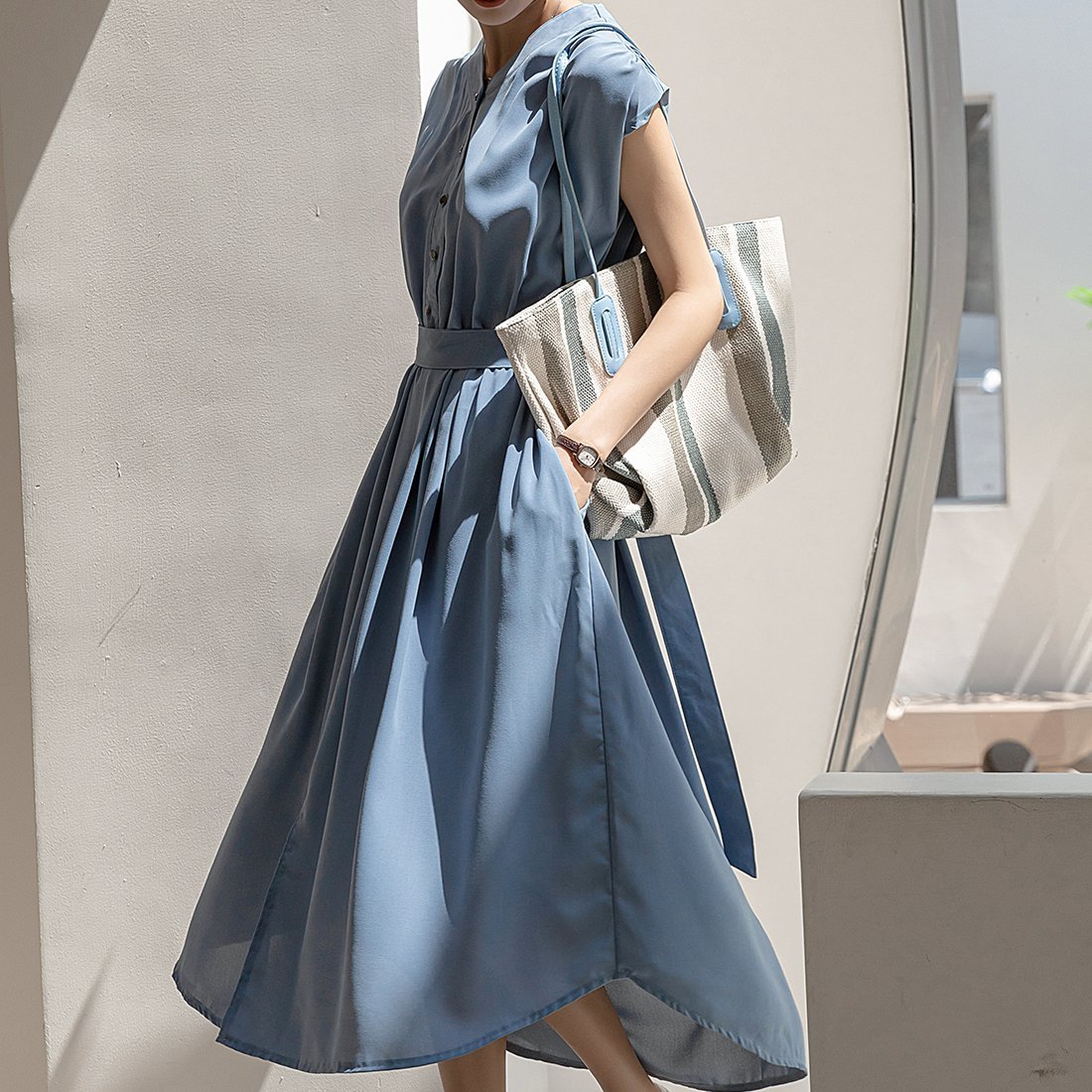 maison de LATIR ノースリロングシャツワンピース メゾンドラティール ワンピース・ドレス シャツワンピース イエロー ブラック ブルー【送料無料】