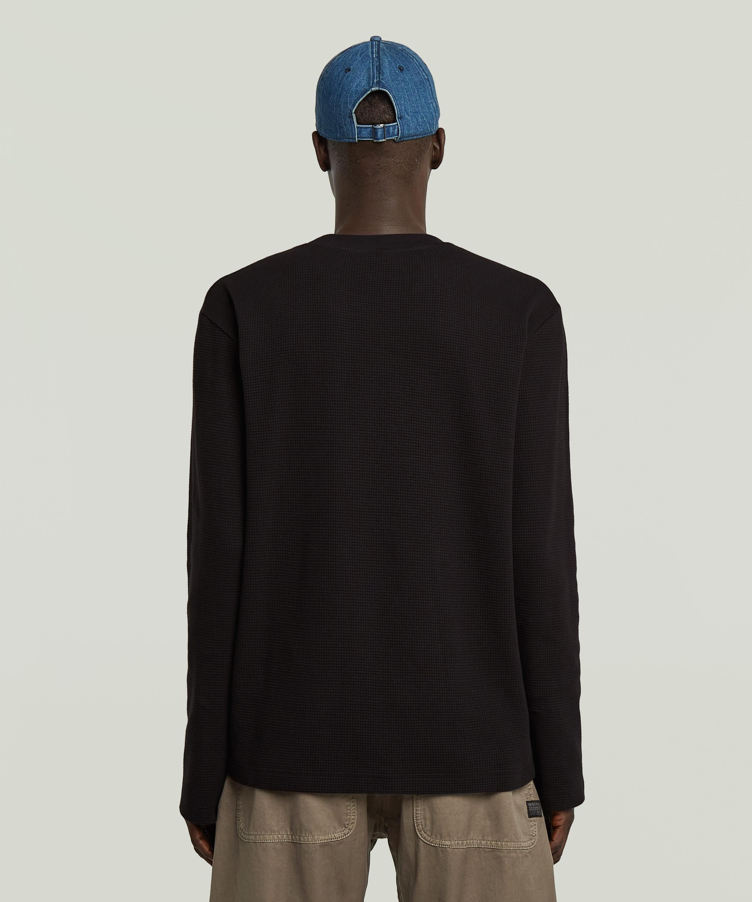 【公式ショップ】Tweeter A-Line T-Shirt/フロントシームデザインワッフルロングスリーブTシャツ/サーマルTシャツ ジースターロゥ トップス カットソー・Tシャツ ブラック