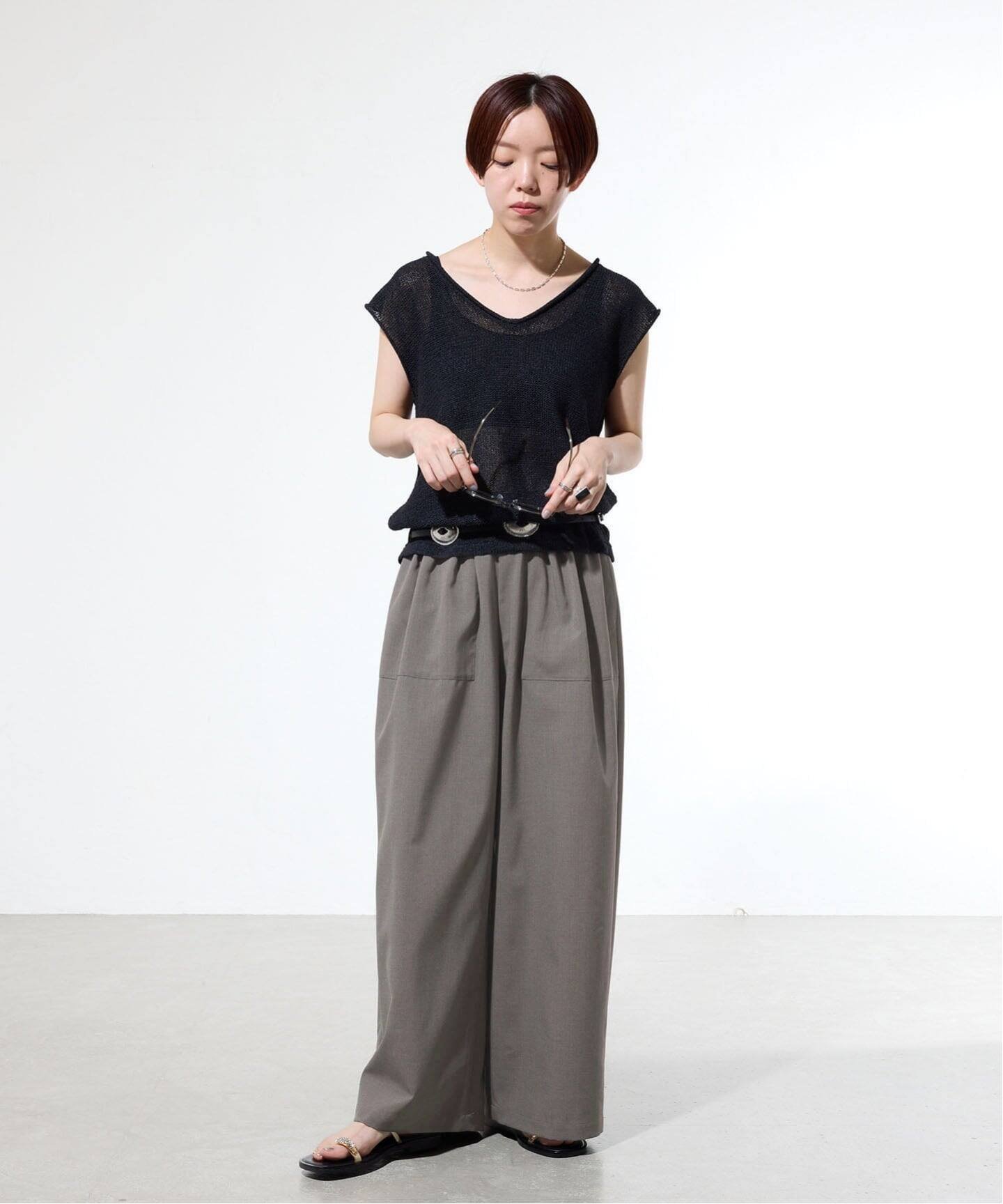 IENA 《一部店舗限定》ウォッシャブルワイドギャザーパンツ イエナ パンツ その他のパンツ グレー ブラウン