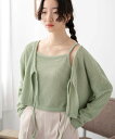 WEGO LADY'S アンサンブルリボンカーデ ウィゴー トップス カットソー・Tシャツ ブラック ホワイト グリーン