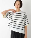 【SALE/20%OFF】LEPSIM 14ゲージレイヤーライク5分袖クルー レプシィム トップス ニット ホワイト ブラック グリーン【送料無料】