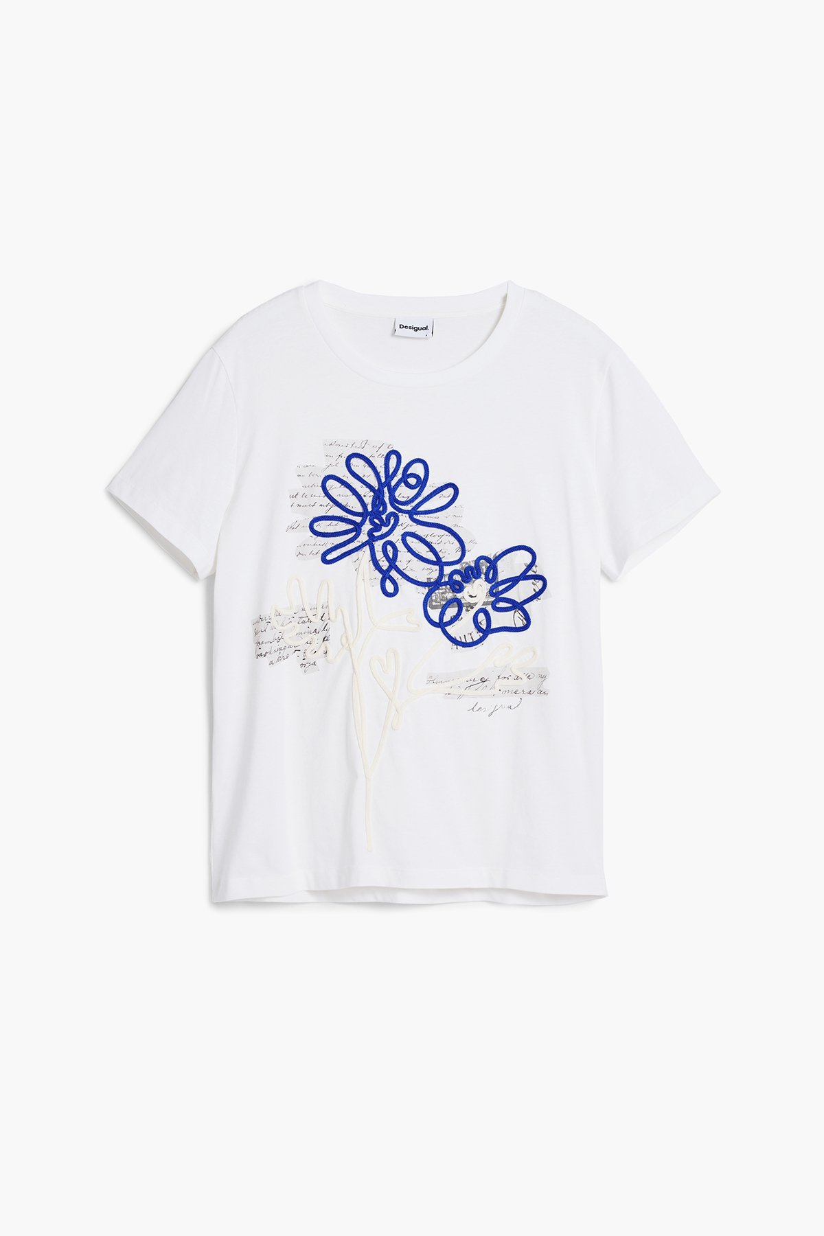 フラワーコードTシャツ デシグアル トップス カットソー・Tシャツ ホワイト