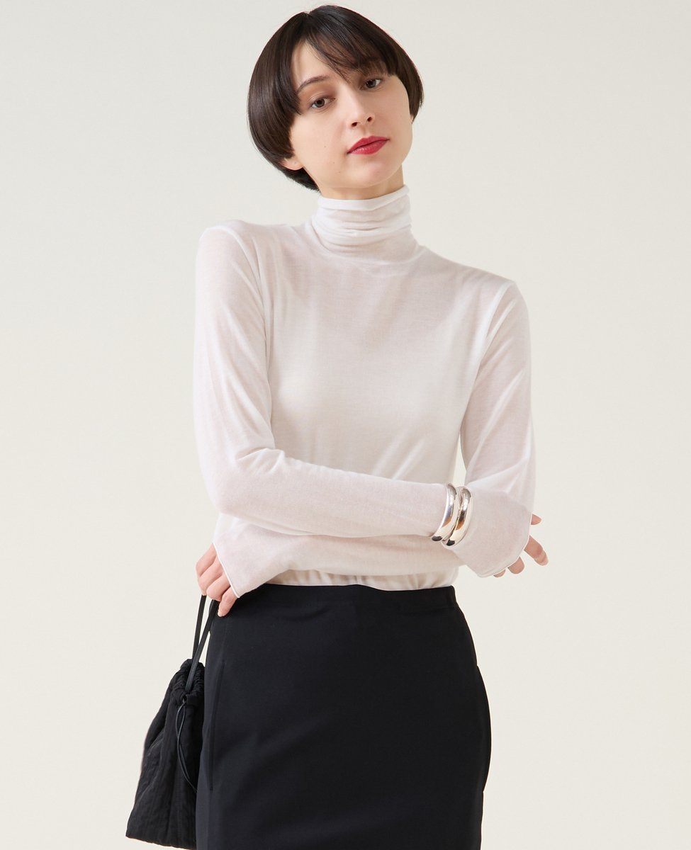 martinique カシミアシルクシアーインナー マルティニーク トップス カットソー・Tシャツ ブラック ホワイト【送料無料】