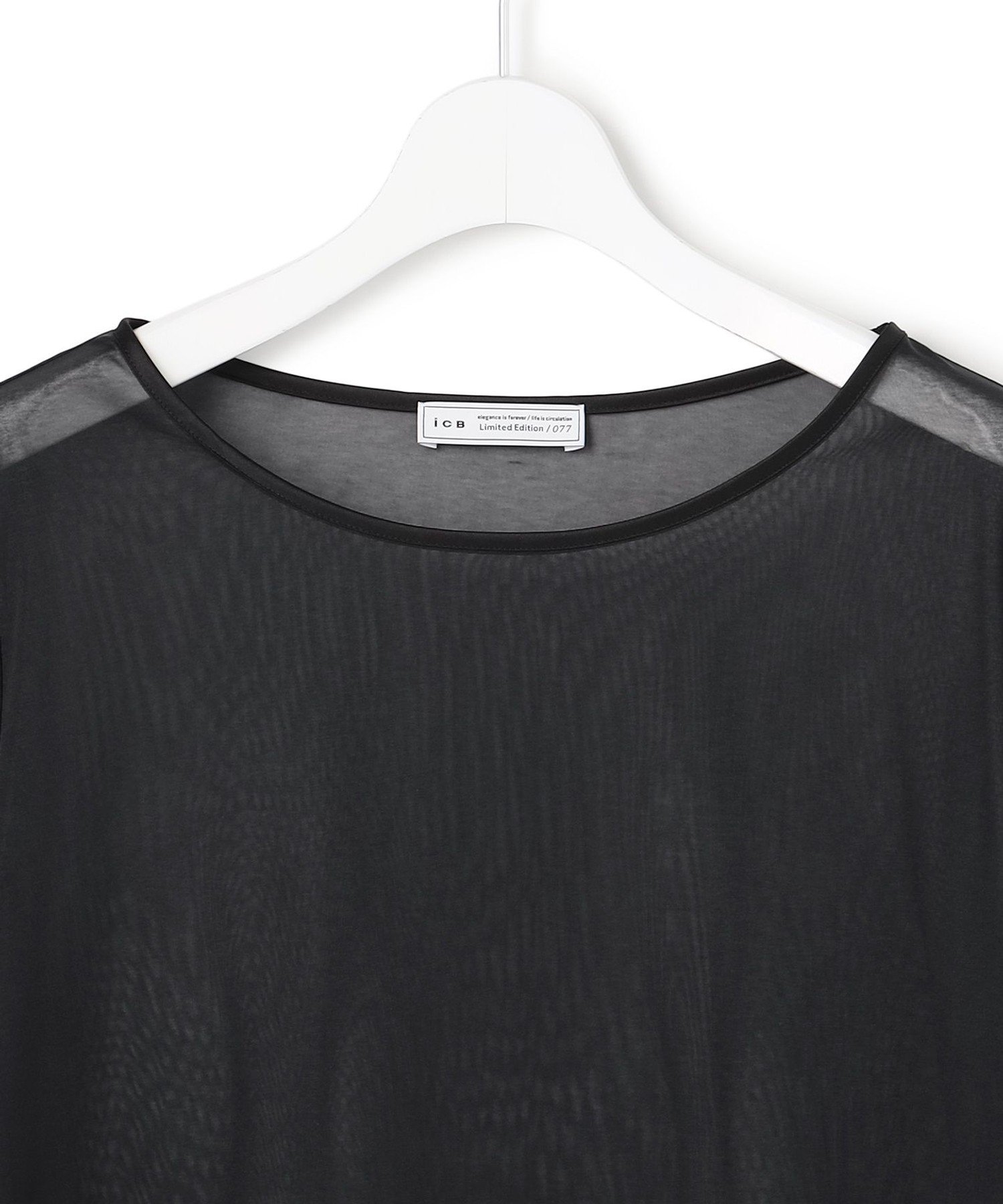 ICB L 【WEB&一部店舗限定】SheerSerika ボートネックプルオーバー アイシービー トップス カットソー・Tシャツ ブラック