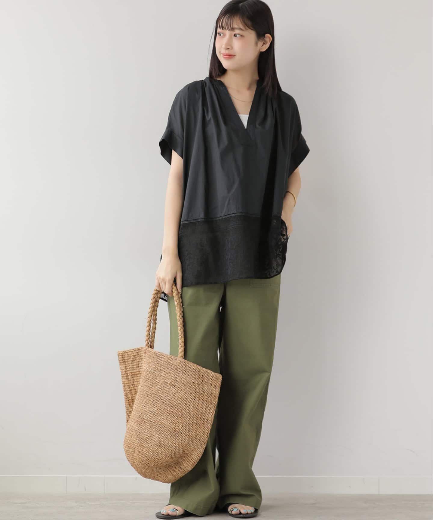 JOURNAL STANDARD relume ローンレース切り替えブラウス ジャーナル スタンダード レリューム トップス シャツ・ブラウス ホワイト ブラック