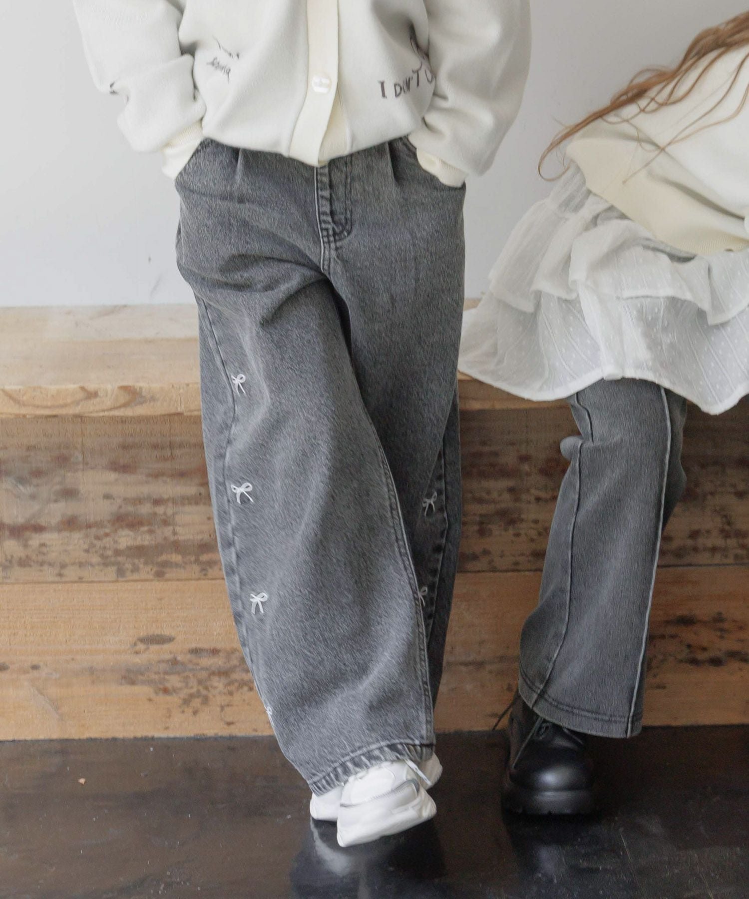 GLOBAL WORK あったかGOODデニムワイド/キッズ/595633 グローバルワーク パンツ ジーンズ・デニムパンツ ブラック グレー【送料無料】 2