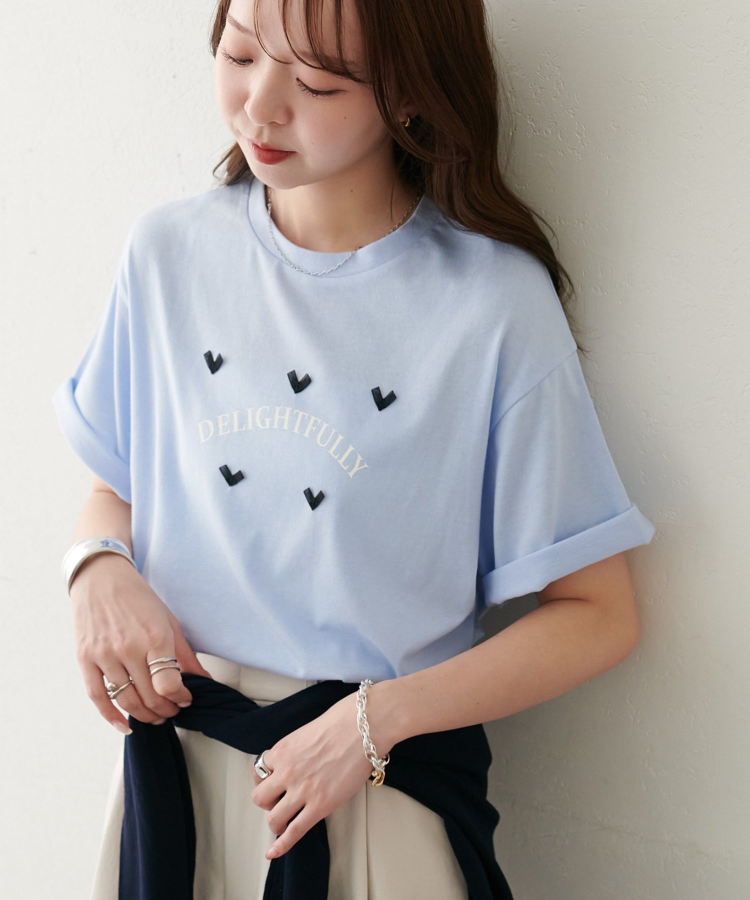【WEB限定】ハートロゴTシャツ ディスコート トップス カットソー・Tシャツ ネイビー ホワイト