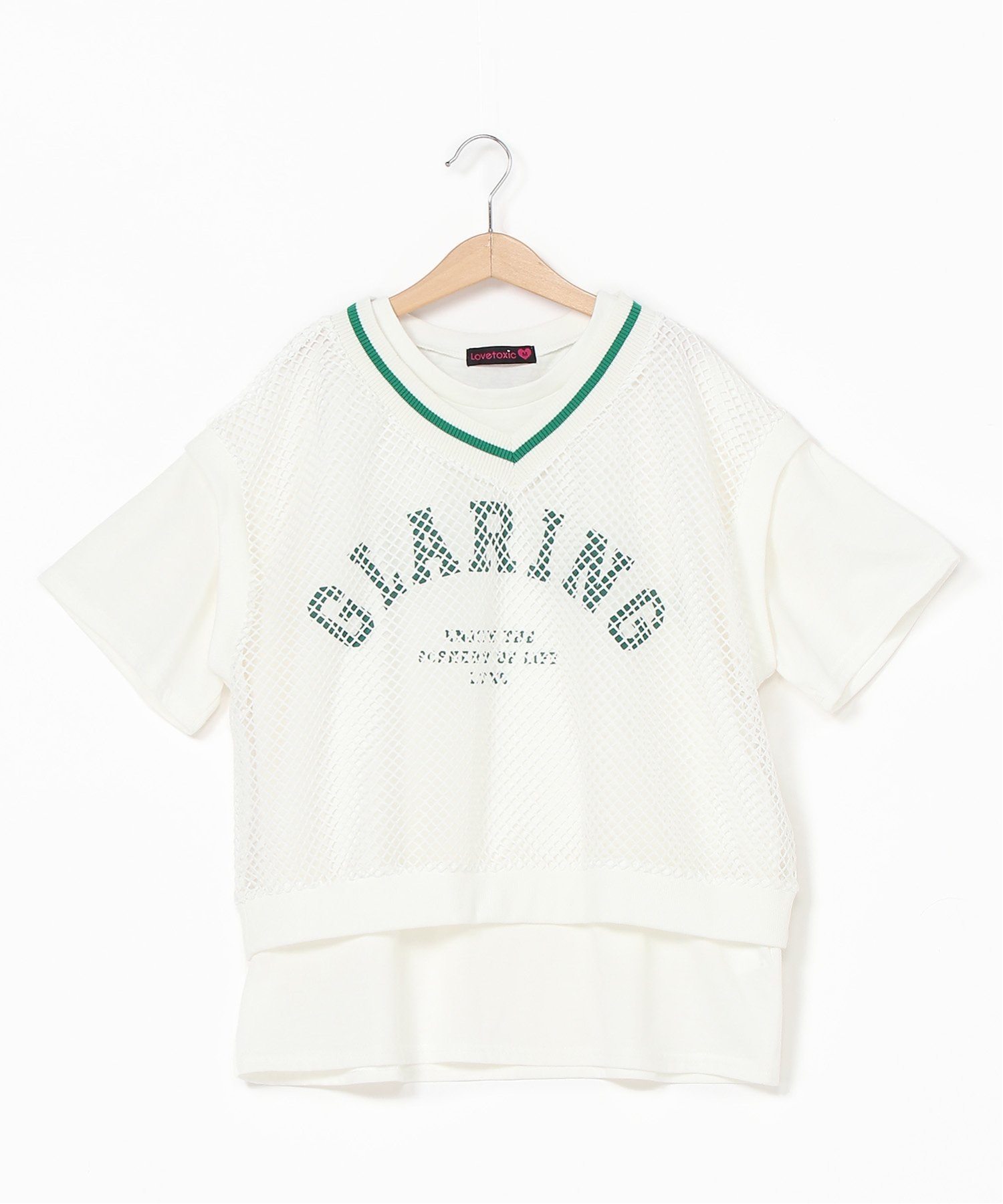 LOVETOXIC メッシュベストTシャツSET ナルミヤオンライン トップス アンサンブル ホワイト ブラック ブルーのサムネイル