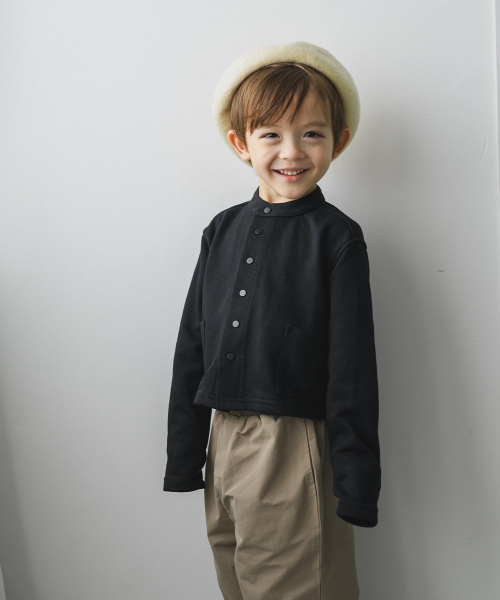 riziere 裏毛バンドカラーカーディガン リジェール トップス カーディガン ブラック ホワイト ブラウンのサムネイル