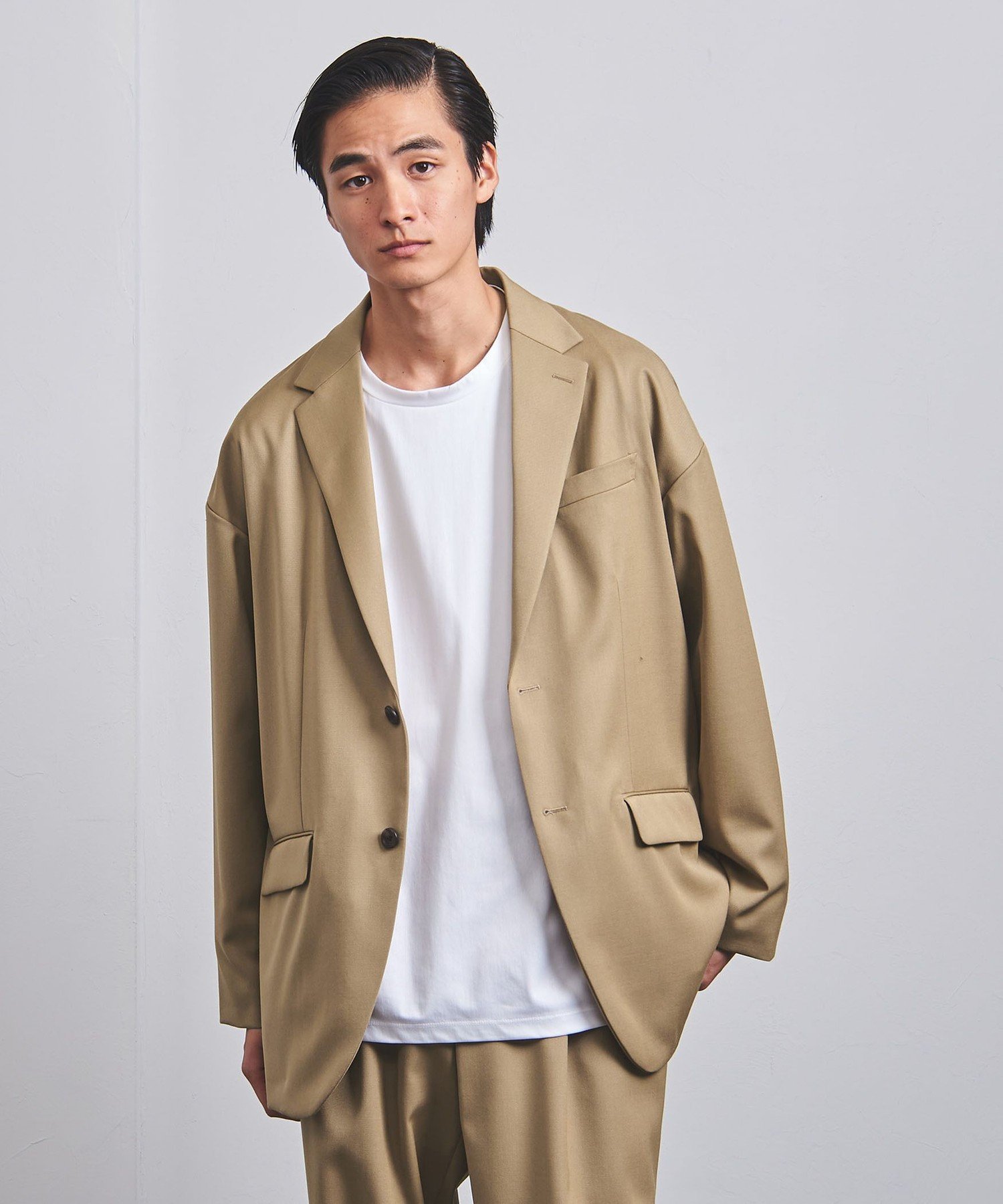 【SALE／70%OFF】UNITED ARROWS ギャバジン ドロップショルダー 2Bシングル ジャケット ユナイテッドアローズ アウトレット ジャケット・アウター テーラードジャケット・ブレザー ベージュ ブラック【送料無料】