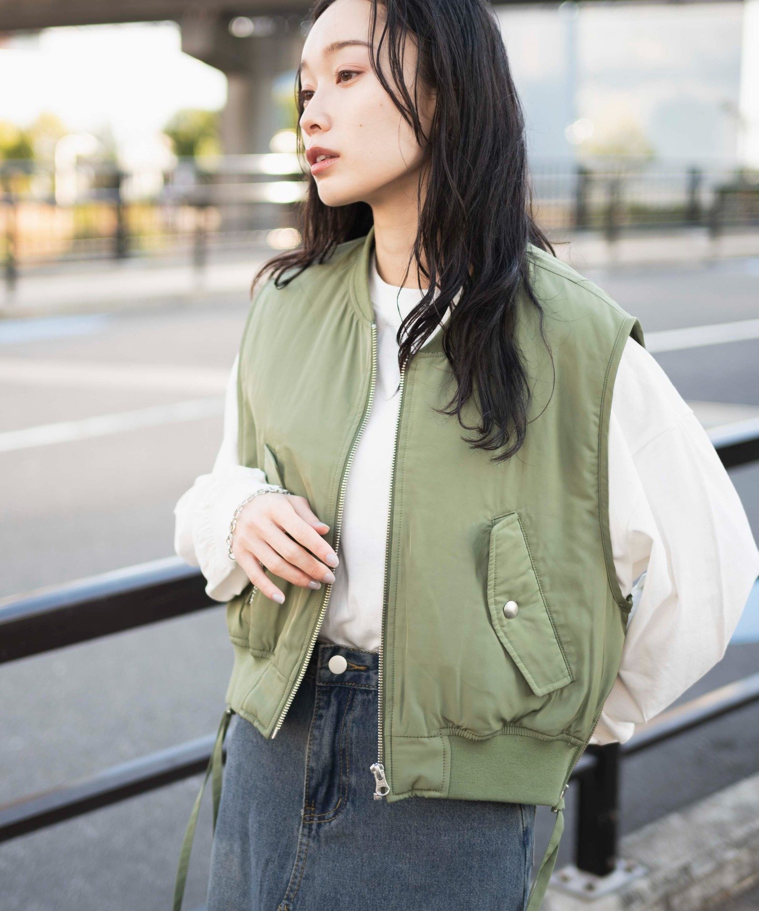 WEGO LADY'S ショートMA-1ベスト ウィゴー ジャケット・アウター ダウンジャケット・ダウンベスト カーキ ブラック【送料無料】のサムネイル