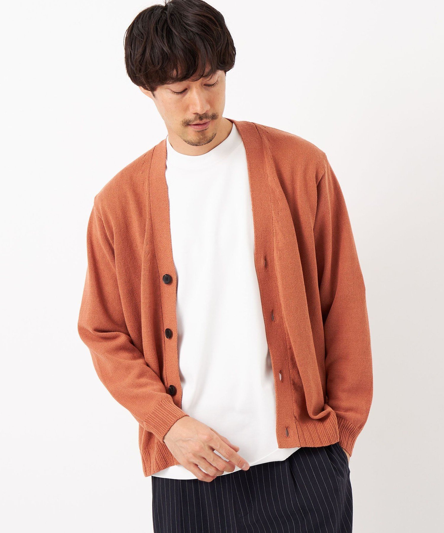 【SALE／70 OFF】UNITED ARROWS green label relaxing コットン シルク ペーパー カーディガン -ウォッシャブル- ユナイテッドアローズ アウトレット トップス カーディガン オレンジ グレー ブルー