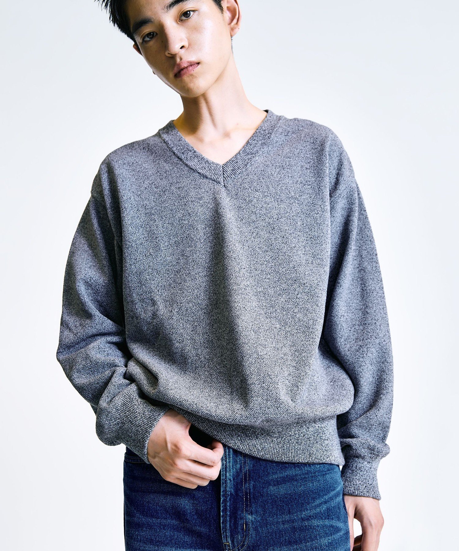 SHIPS MEN 【City Ambient Products別注】crepuscule: LIGHT MOSS STITCH Vネックニット シップス トップス ニット グレー ブラック グリーン【送料無料】