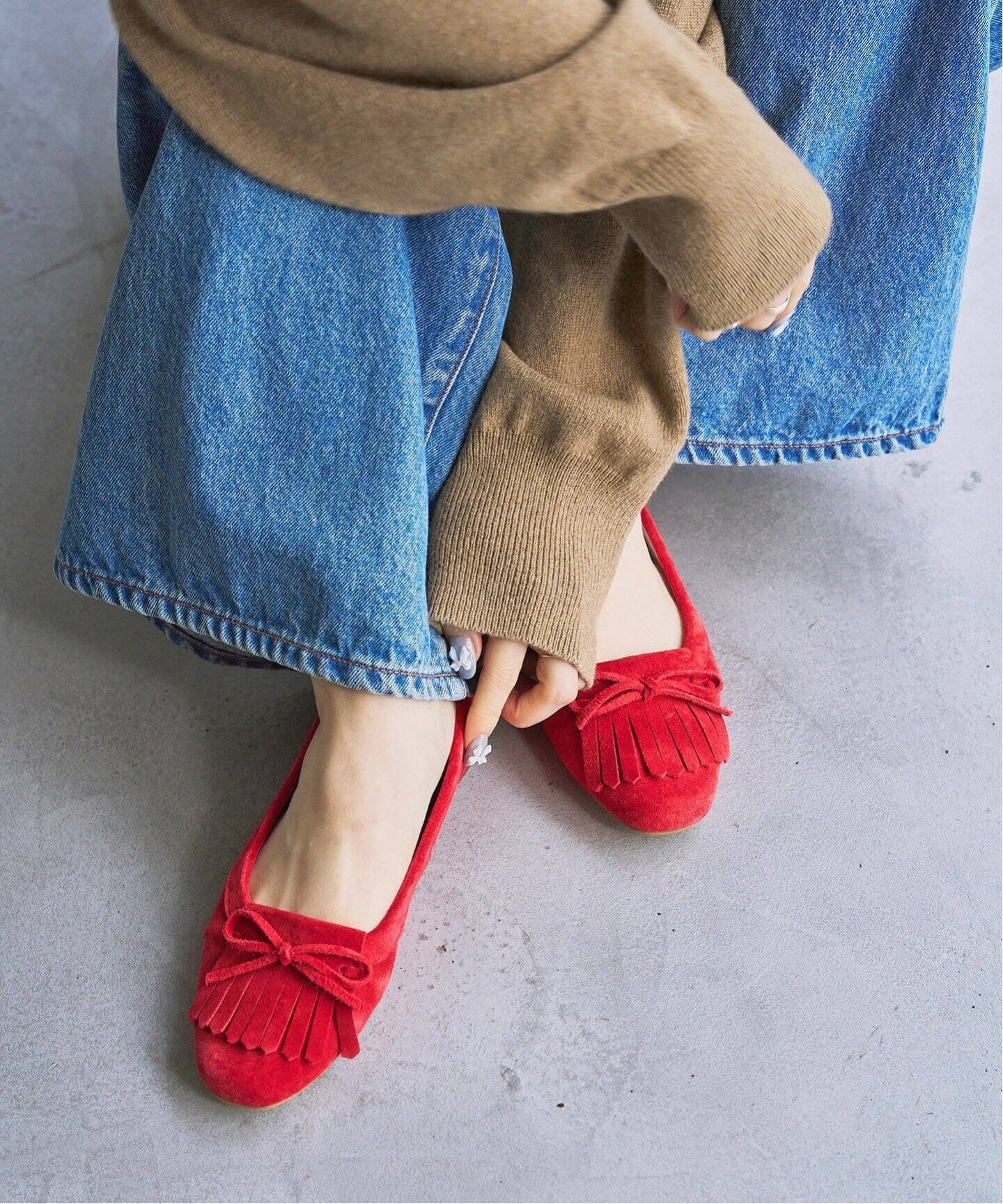 Le Talon 《追加予約4》レザーキルトタッセルフラット ルタロン シューズ・靴 その他のシューズ・靴 レッド ホワイト【送料無料】