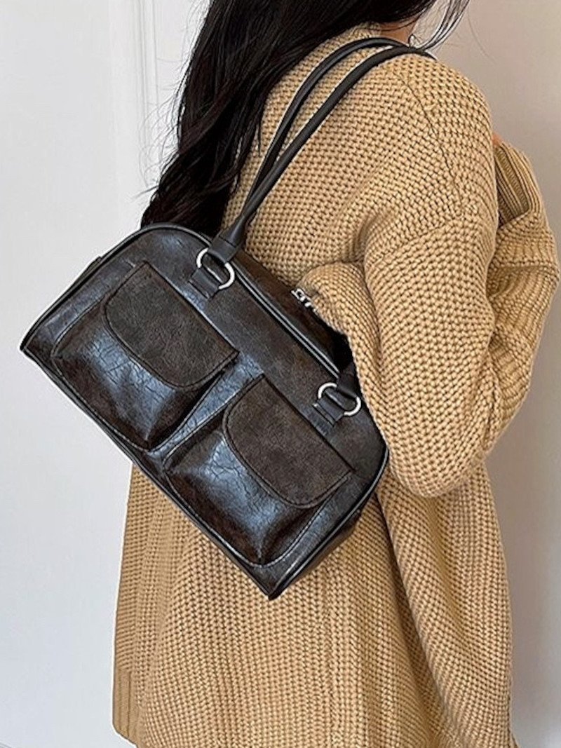 【SALE／30%OFF】SHEENA ヴィンテージライクスクエアショルダーバッグ ディアベル バッグ ショルダーバッグ ブラック ブラウン