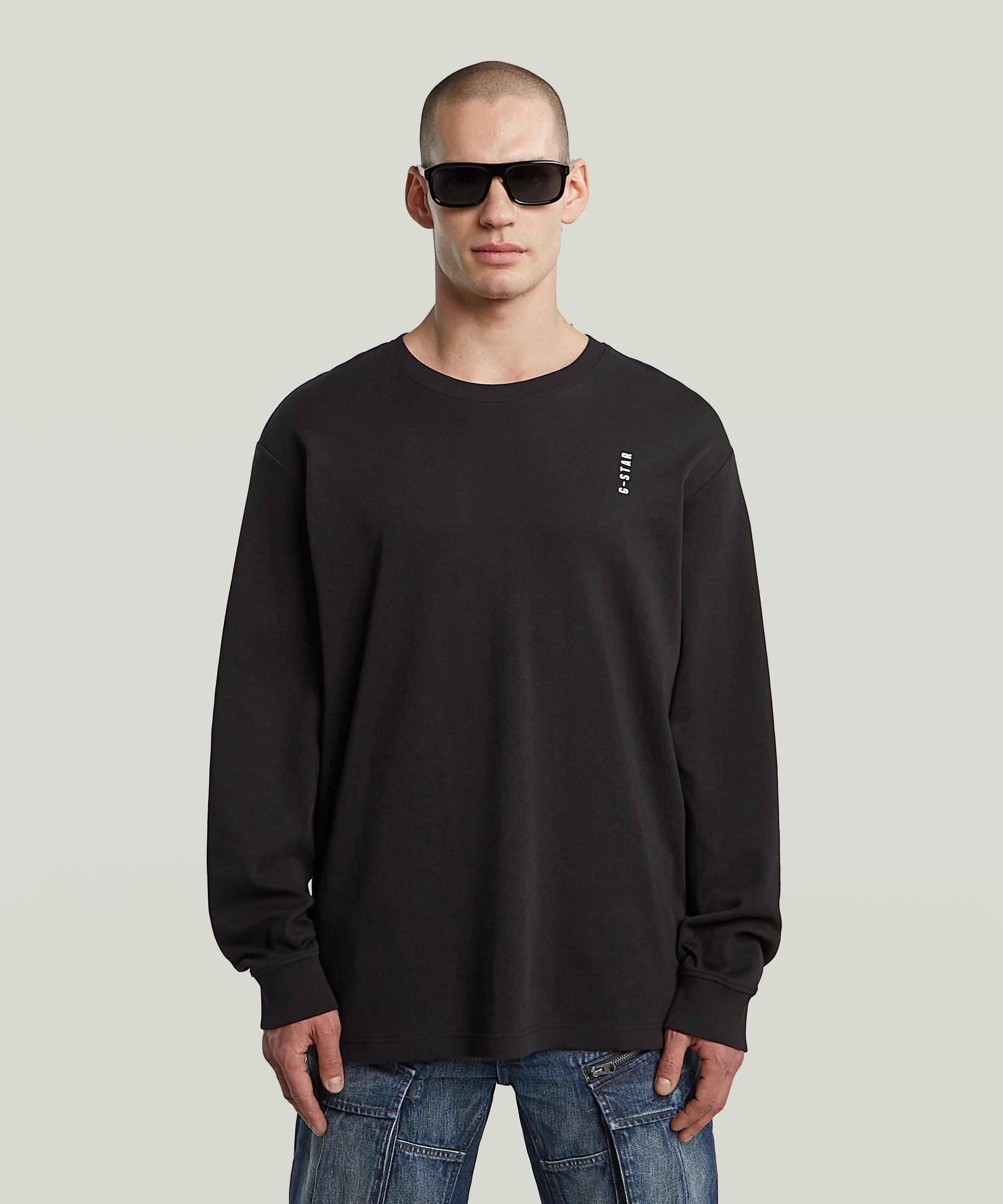 【公式ショップ】BACK EMBRO TEXT LOOSE T-SHIRT/バック刺繍テキストロゴオーバーサイズTシャツ ジースターロゥ トップス カットソー・Tシャツ ブラック