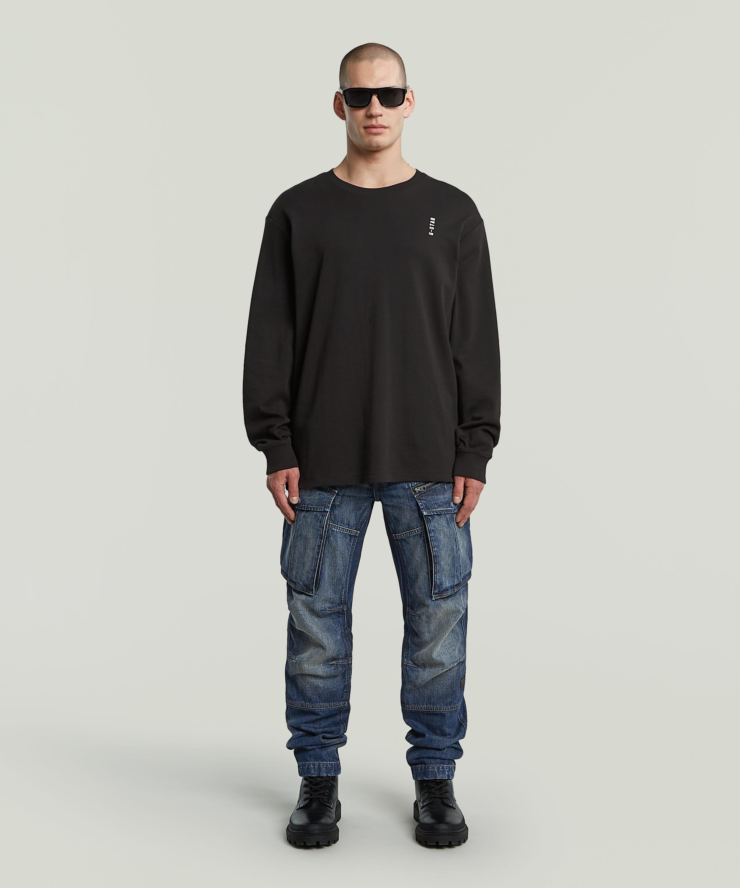 【公式ショップ】BACK EMBRO TEXT LOOSE T-SHIRT/バック刺繍テキストロゴオーバーサイズTシャツ ジースターロゥ トップス カットソー・Tシャツ ブラック